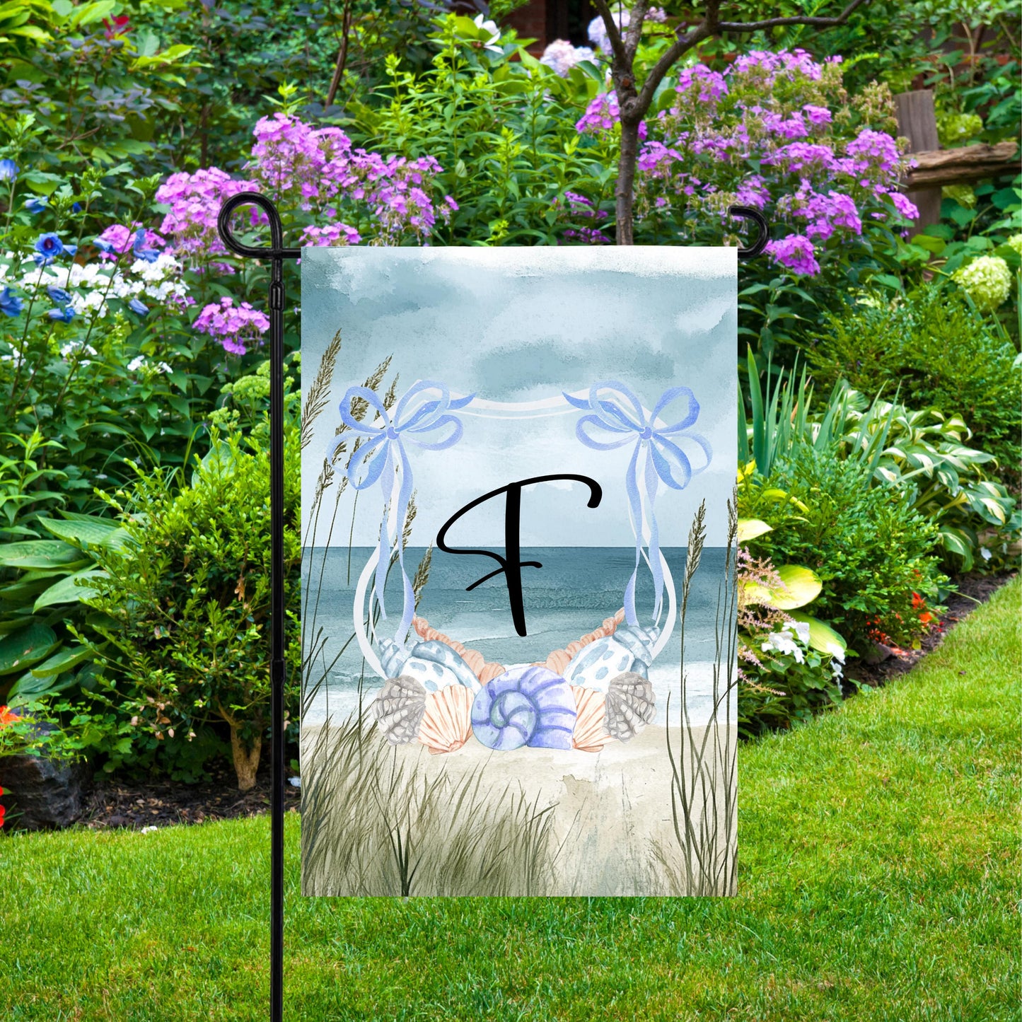 Coastal Shell Crest Garden Flag - Custom Outdoor Decor for New Home Housewarming Gift