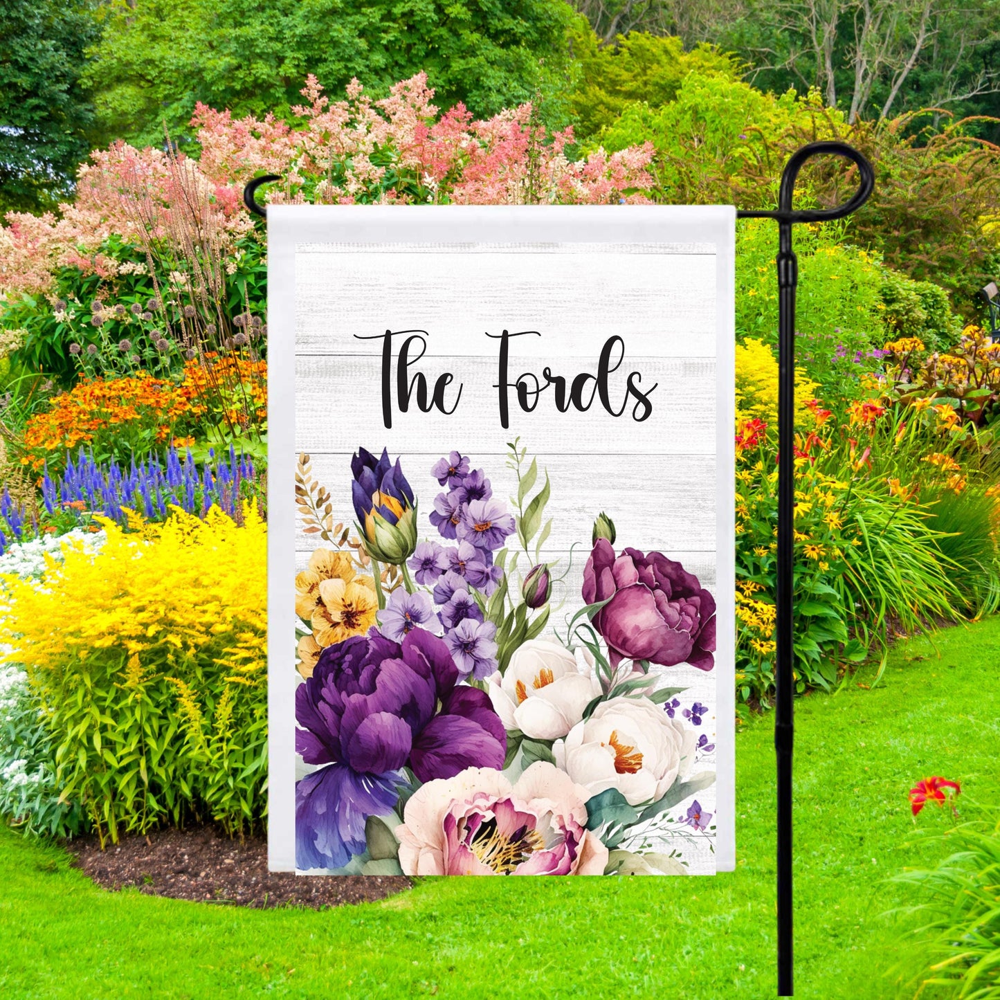 Personalized Floral Garden Flag - Custom Welcome Sign for Housewarming Gifts Outdoor Patio Decor