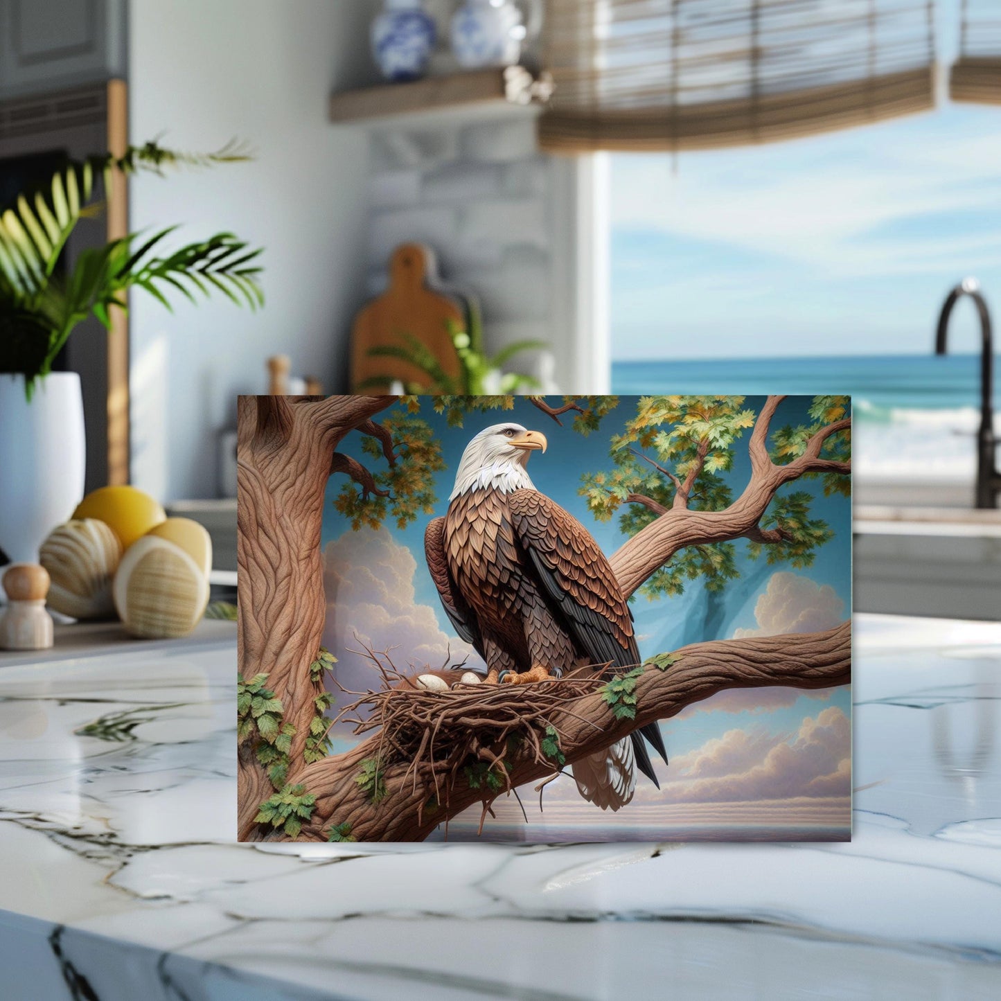 Bald Eagle Tempered Glass Cutting Board - Nature-Inspired Kitchen Decor