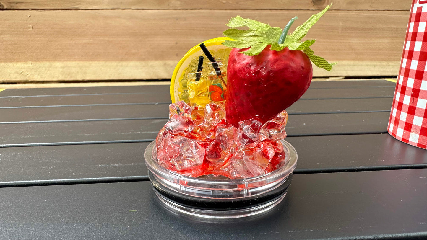 Strawberry Lemonade Tumbler with Topper - Unique Christmas Gift for Sisters and Her