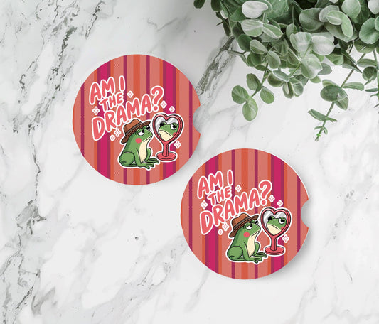 Frog Mirror Sandstone Car Coaster - Fun and Functional Auto Accessory