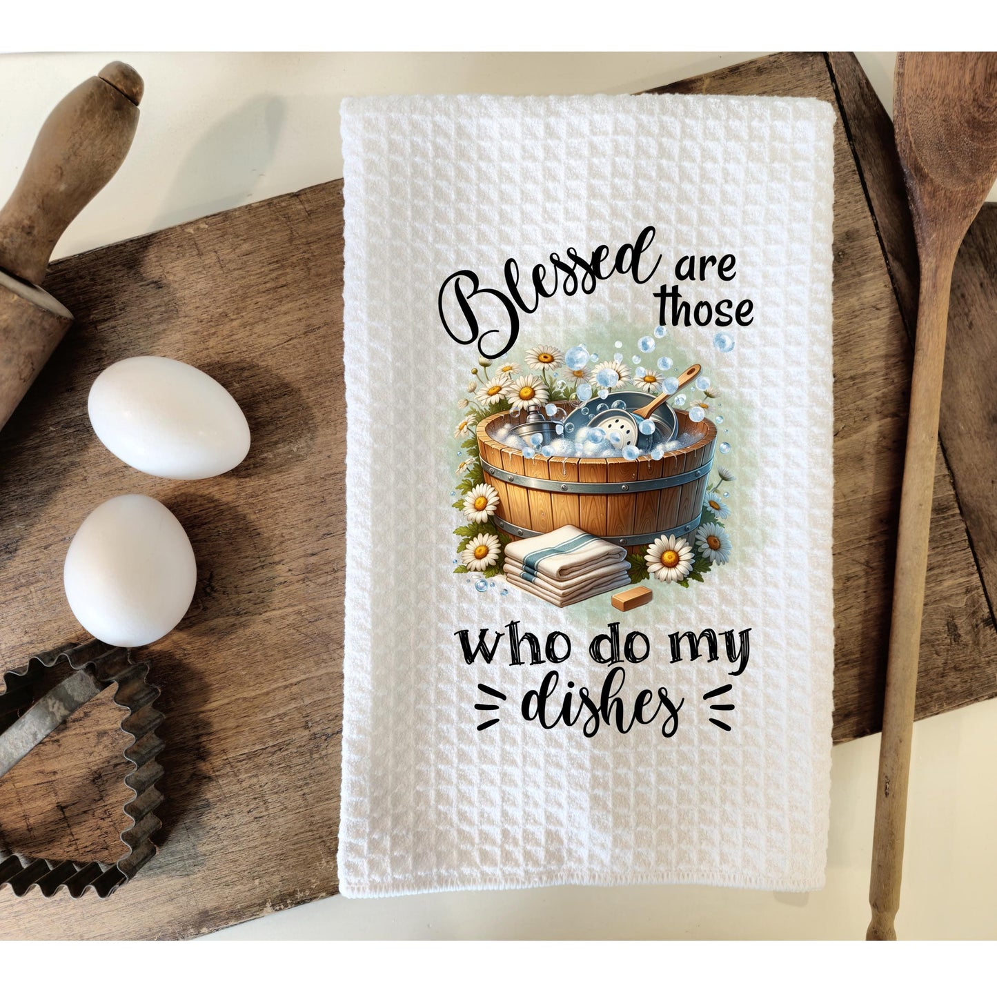 Funny Quote Waffle Weave Towel - Unique Gift for Hostess Mom or Sister - Charming Sassy Kitchen Decor