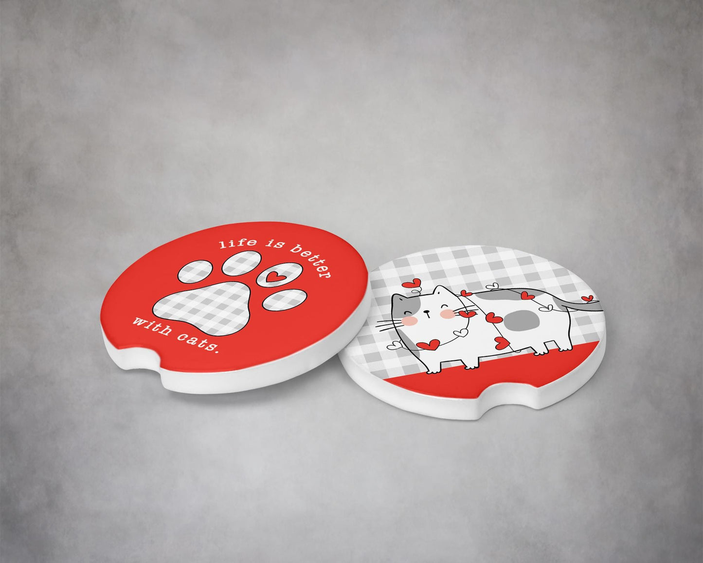 2 Piece Set with Paw Print and Heart Design, Unique Gift for Cat Mom