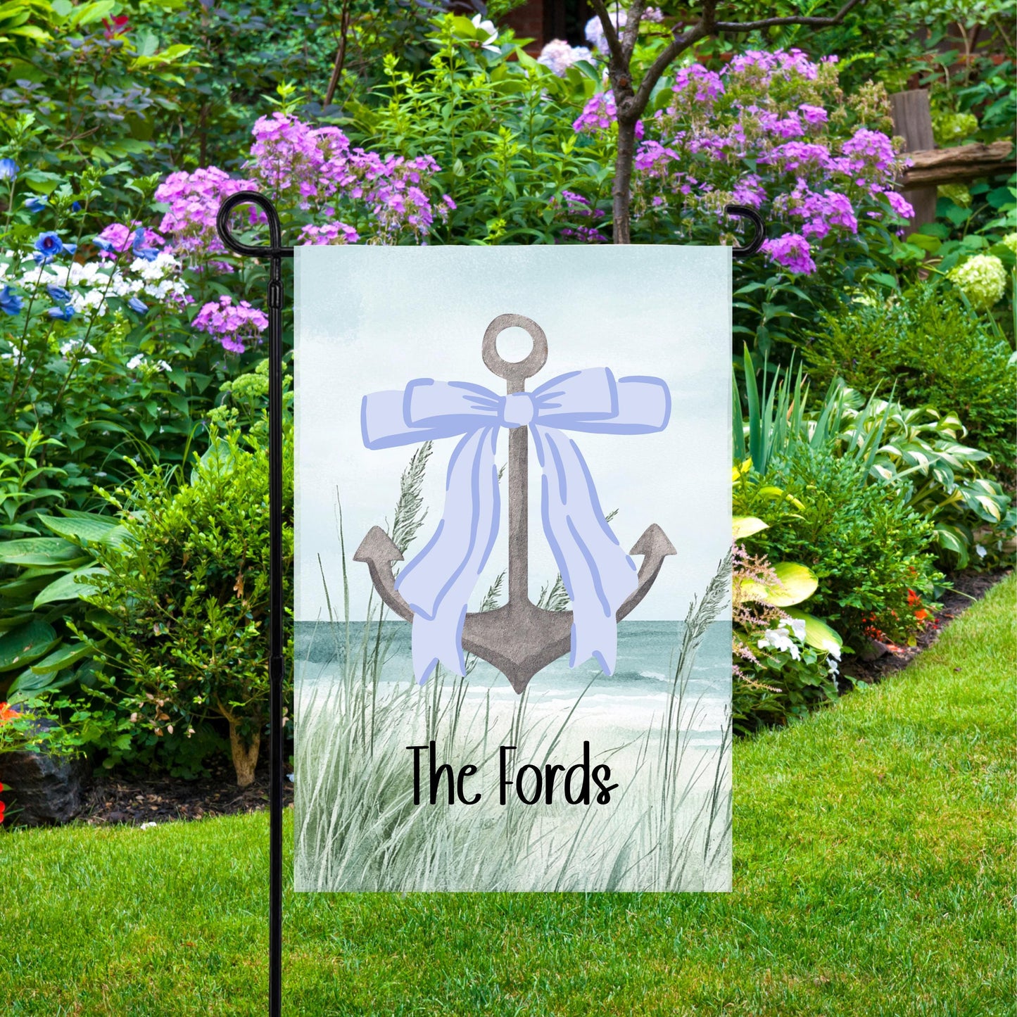 Personalized Nautical Anchor Garden Flag, Preppy Garden Flag