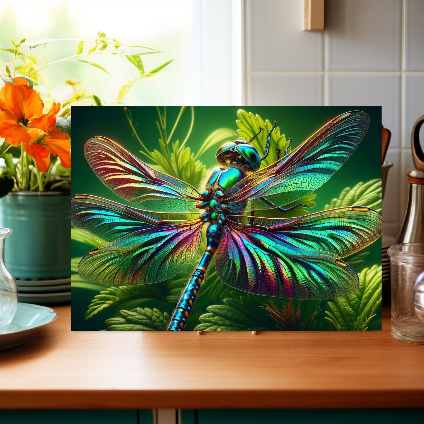 Dragonfly Tempered Glass Cutting Board - Unique Kitchen Decor for Nature Lovers