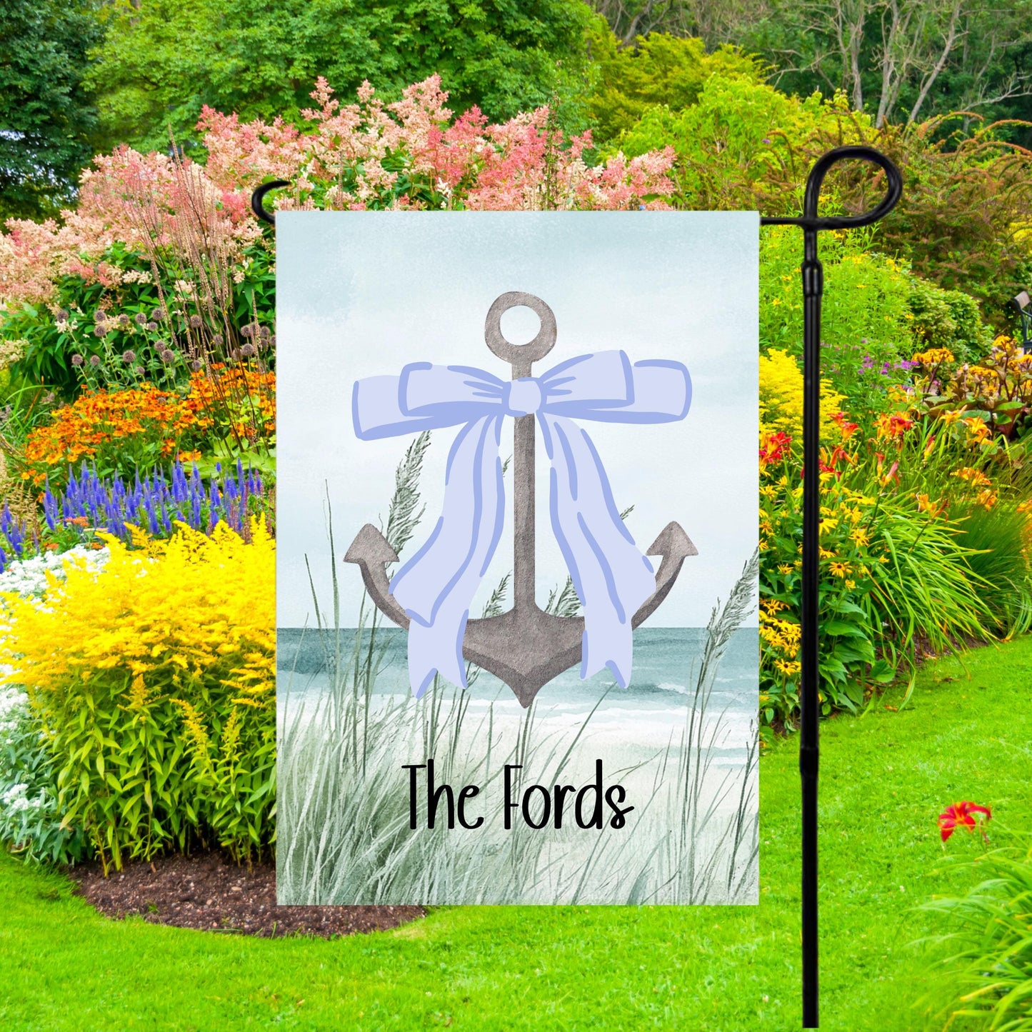 Personalized Nautical Anchor Garden Flag, Preppy Garden Flag