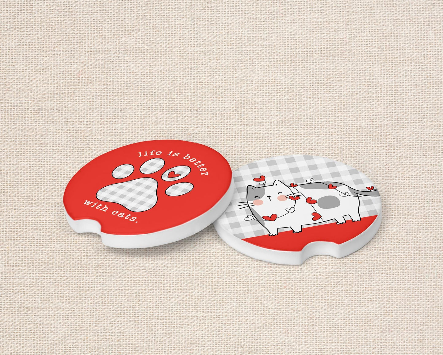 2 Piece Set with Paw Print and Heart Design, Unique Gift for Cat Mom