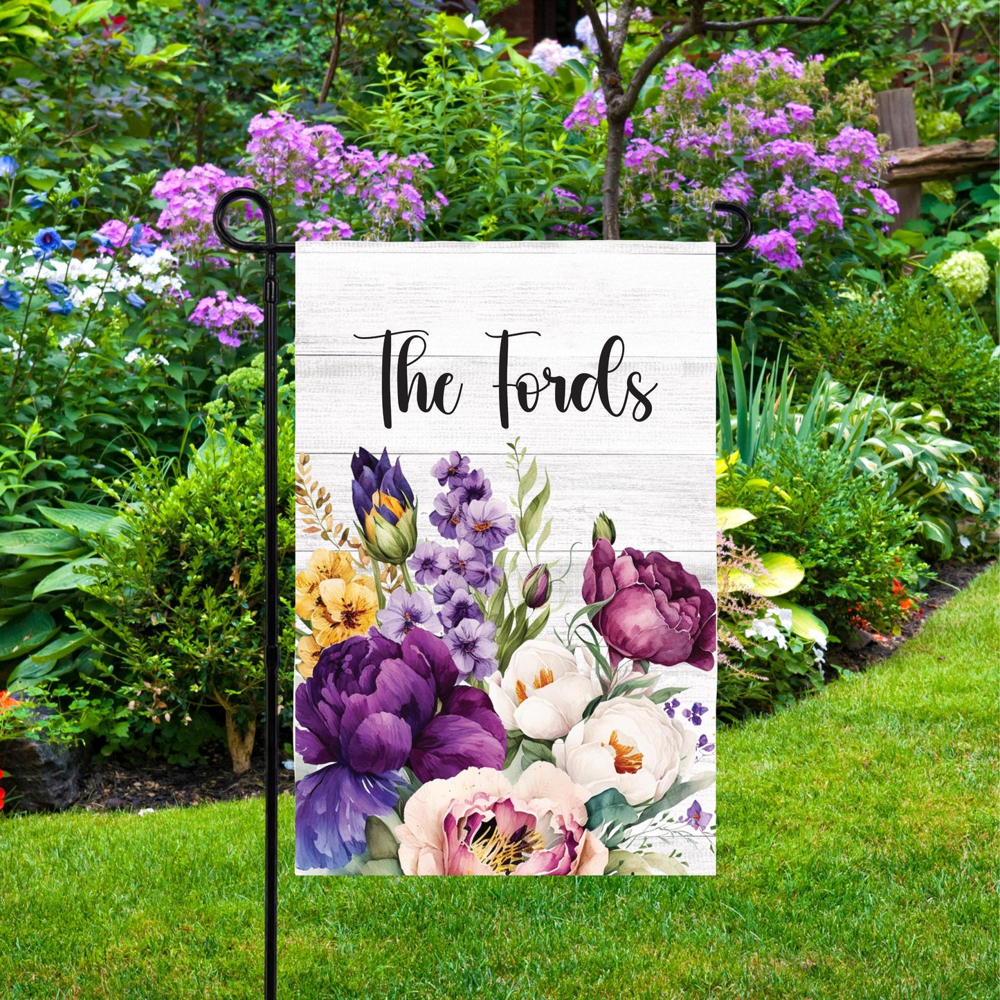Personalized Floral Garden Flag - Custom Welcome Sign for Housewarming Gifts Outdoor Patio Decor