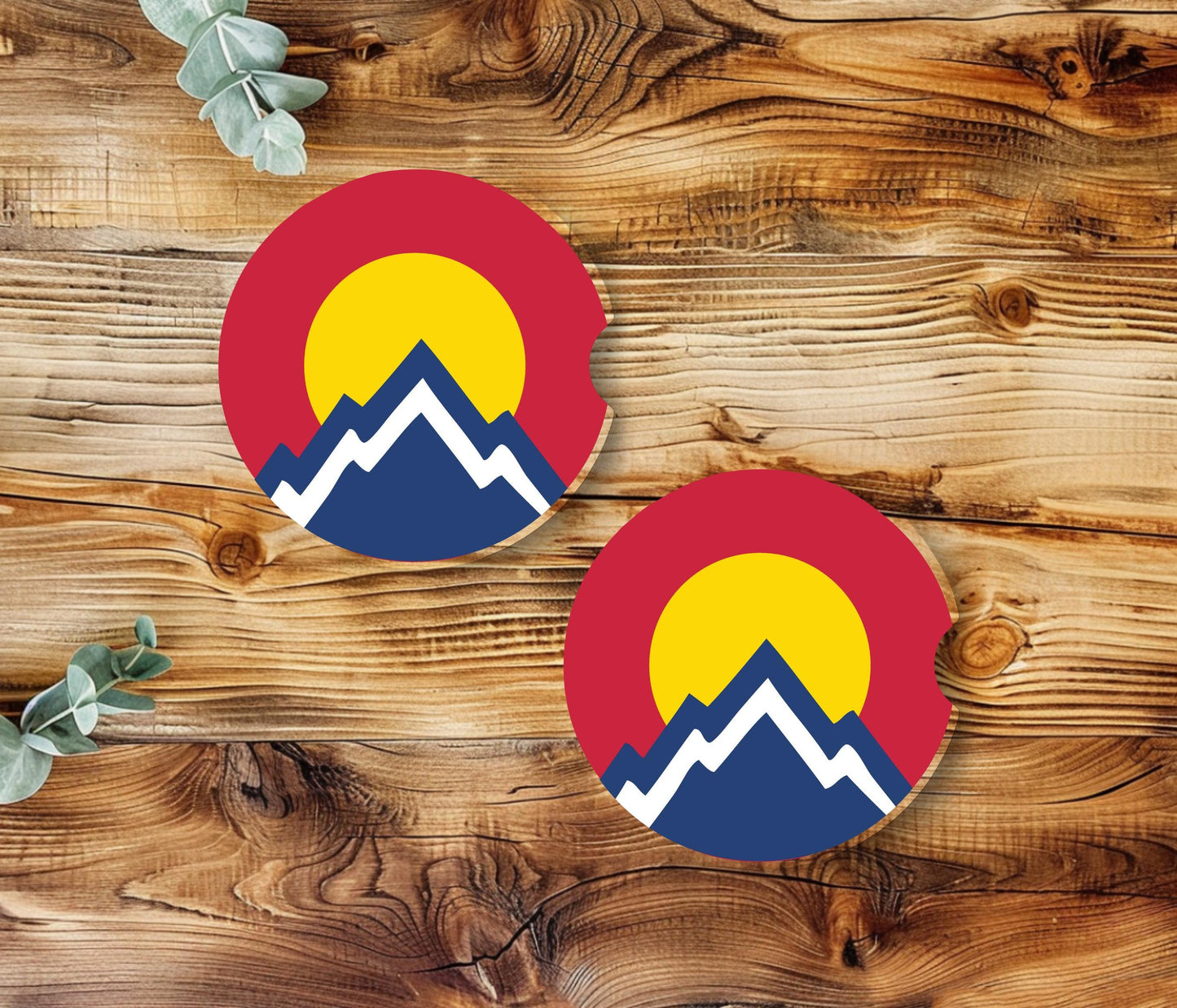 Colorado Logo Sandstone Car Coasters, Unique Gifts for Colorado Lover,