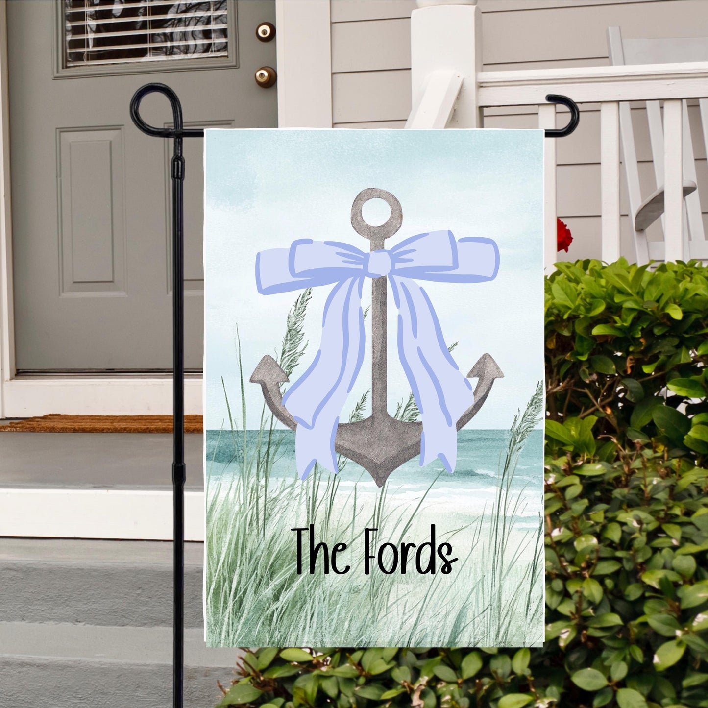 Personalized Nautical Anchor Garden Flag, Preppy Garden Flag