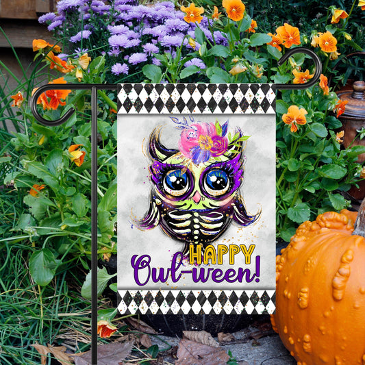 Halloween Owl Garden Flag - 12x18 Inch Double-Sided Decor Perfect Gift for Owl Lovers