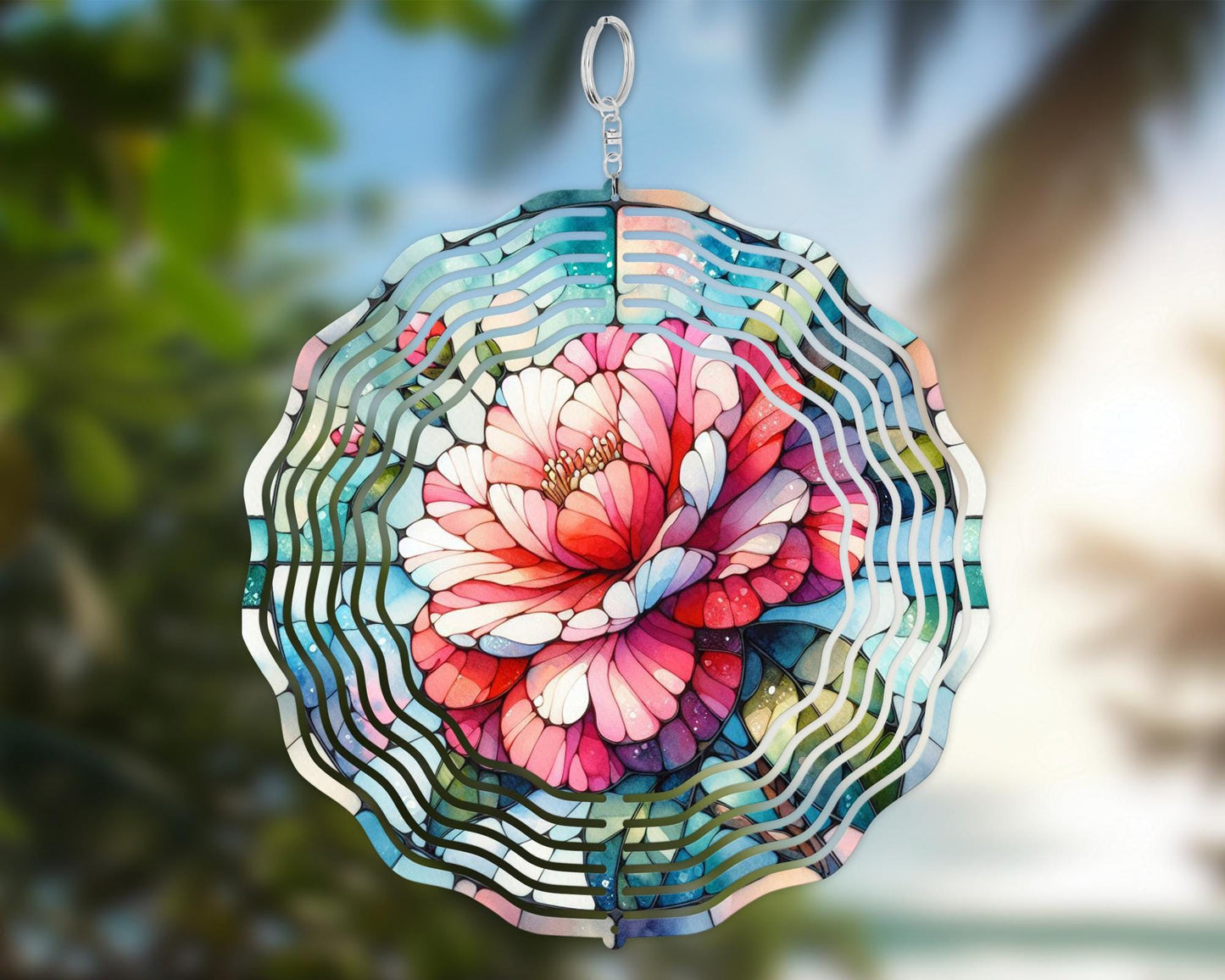 Alabama Wind Spinner - Colorful Camellia Garden Art for Alabama Lovers