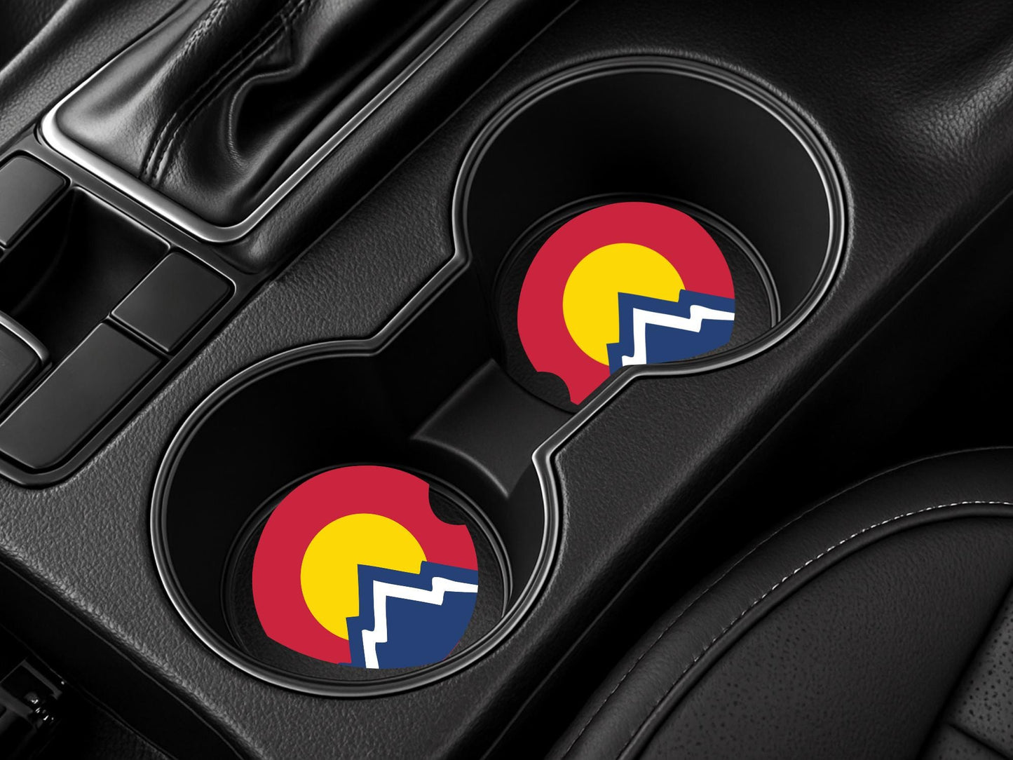 Colorado Logo Sandstone Car Coasters, Unique Gifts for Colorado Lover,