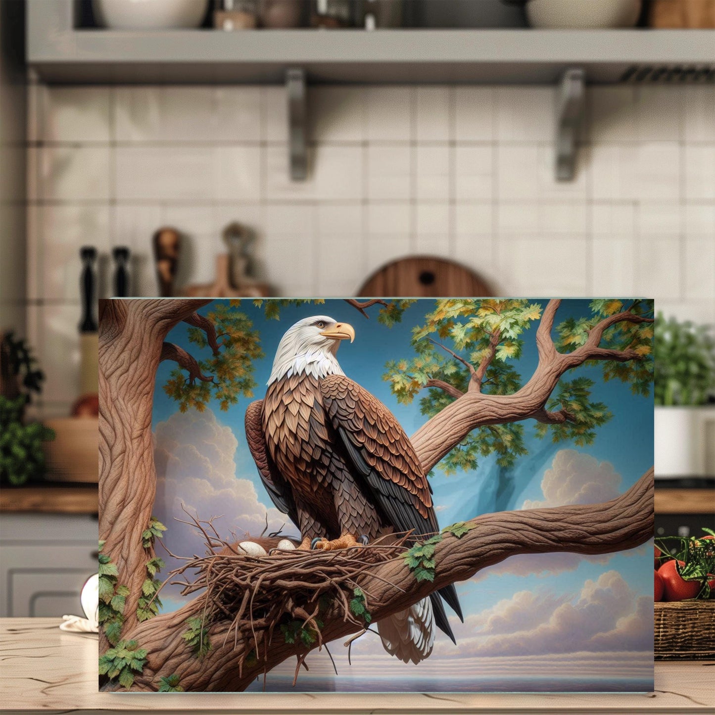 Bald Eagle Tempered Glass Cutting Board - Nature-Inspired Kitchen Decor