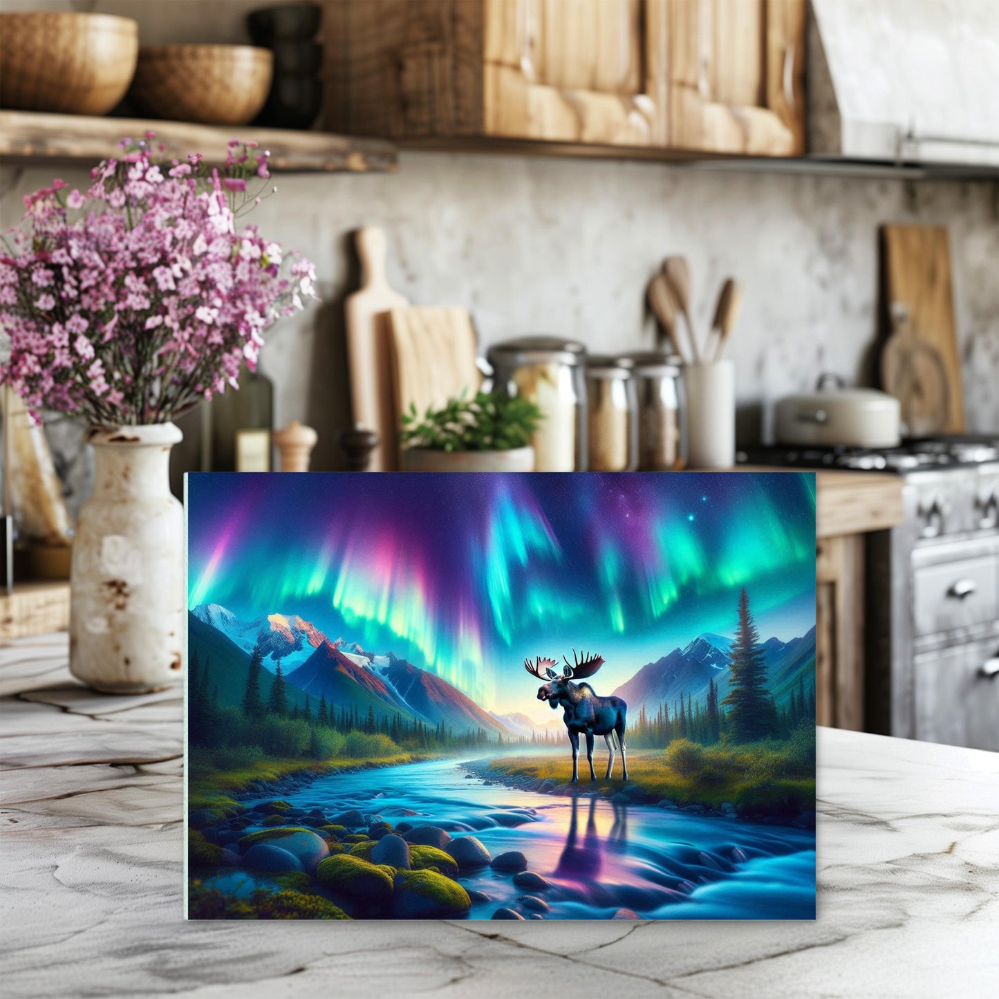 Moose River Glass Cutting Board - Perfect Gift for Outdoor Lovers Hostess and Housewarming