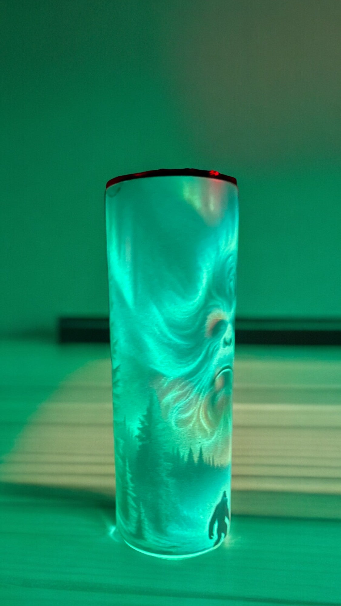 Glow in the Dark Bigfoot Northern Lights Tumbler Unique Gift for Men