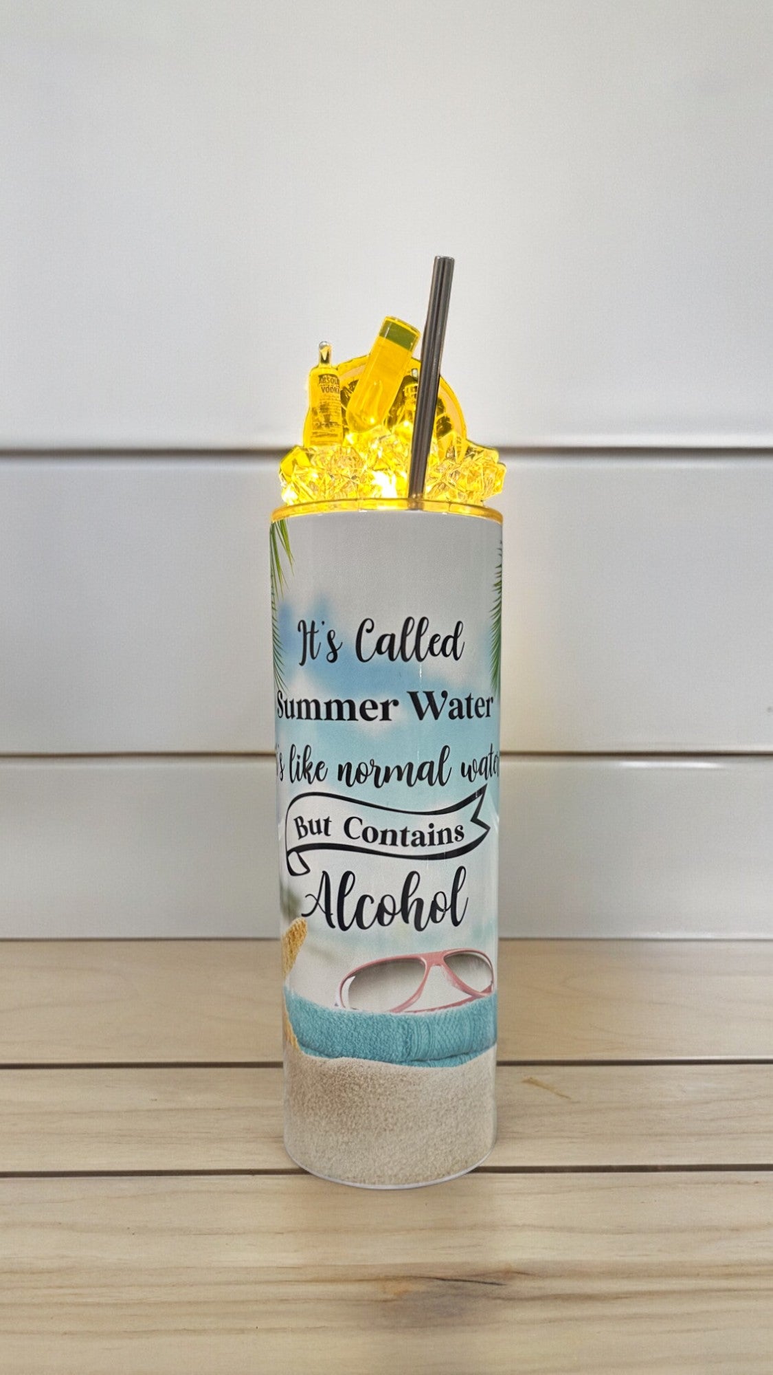 3D Summer Drink Tumbler with Toppers - Stylish Water Alcohol Beverage Container