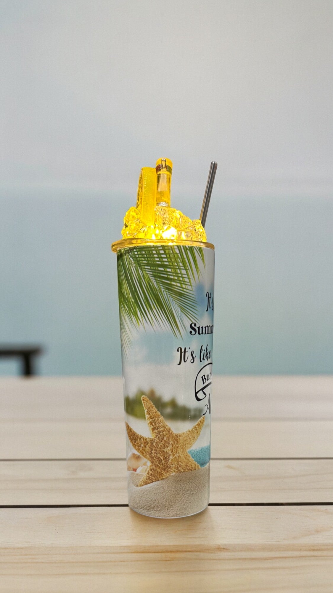 3D Summer Drink Tumbler with Toppers - Stylish Water Alcohol Beverage Container