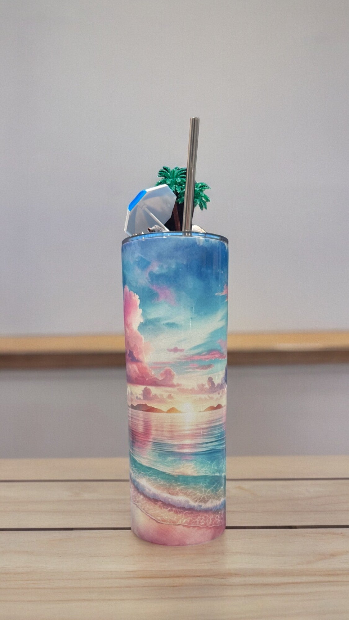 3D Beach Tumbler with Lid Topper - Perfect Summer Gift for Beach Lovers