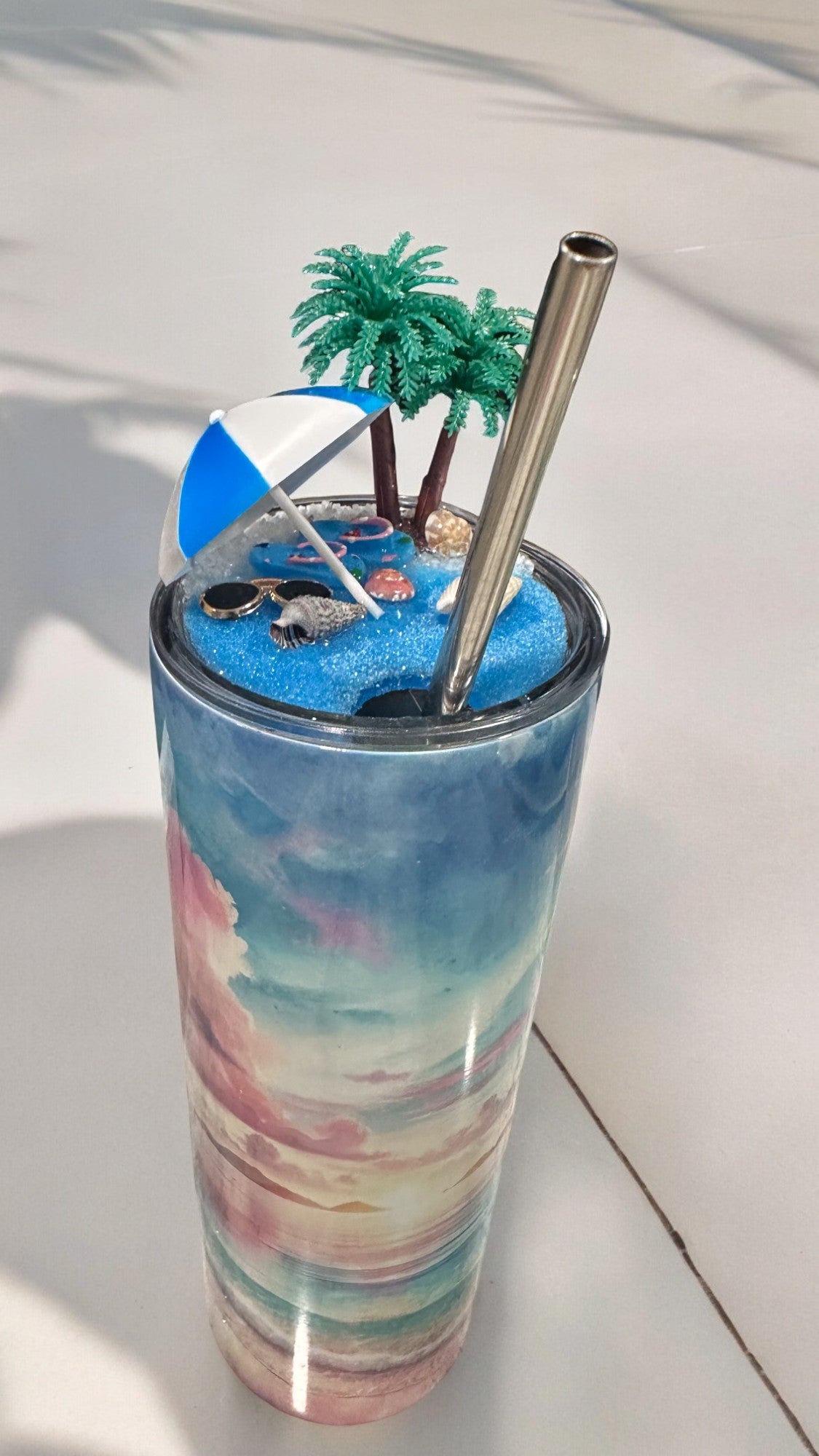 3D Beach Tumbler with Lid Topper - Perfect Summer Gift for Beach Lovers