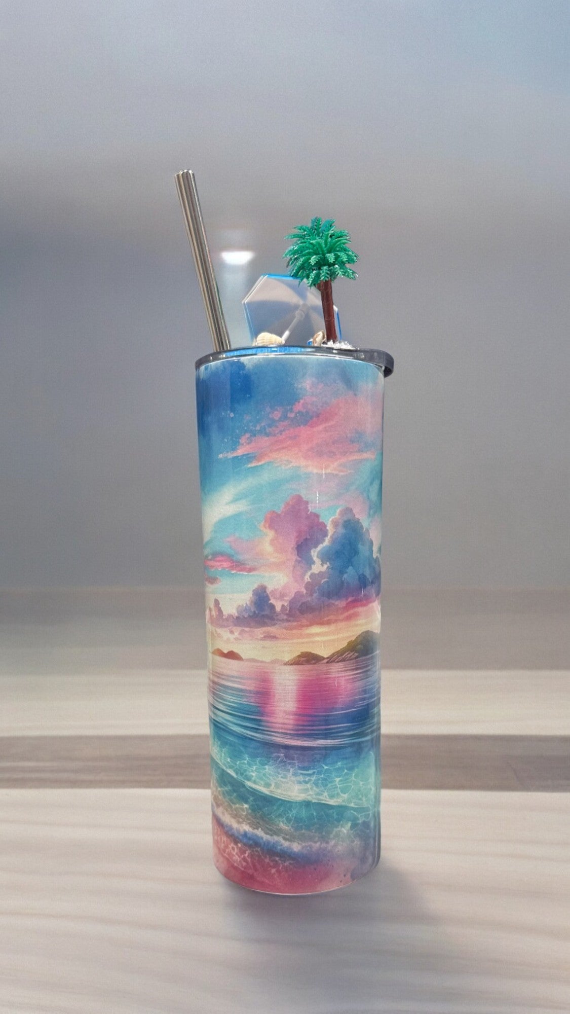 3D Beach Tumbler with Lid Topper - Perfect Summer Gift for Beach Lovers