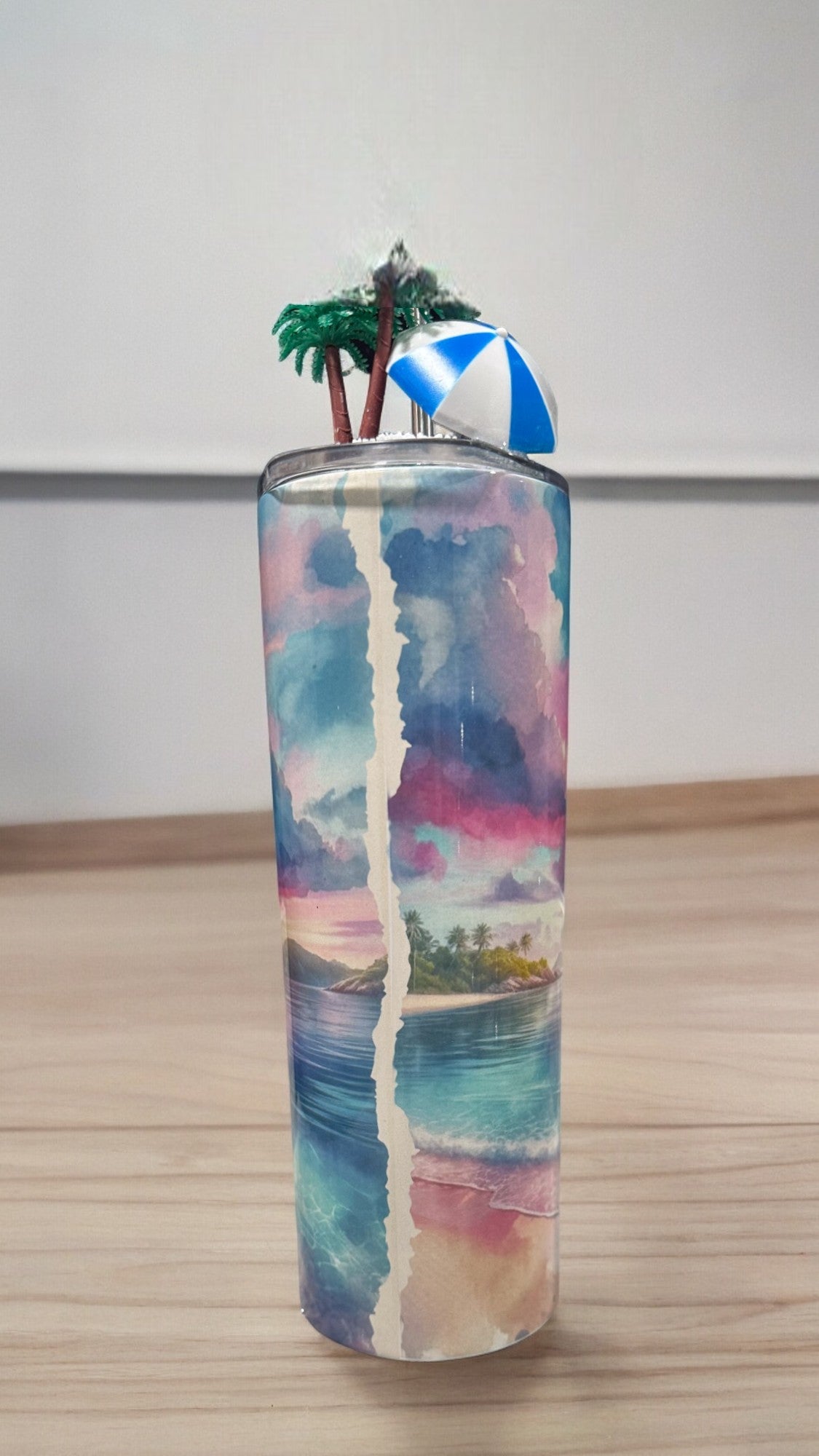 3D Beach Tumbler with Lid Topper - Perfect Summer Gift for Beach Lovers
