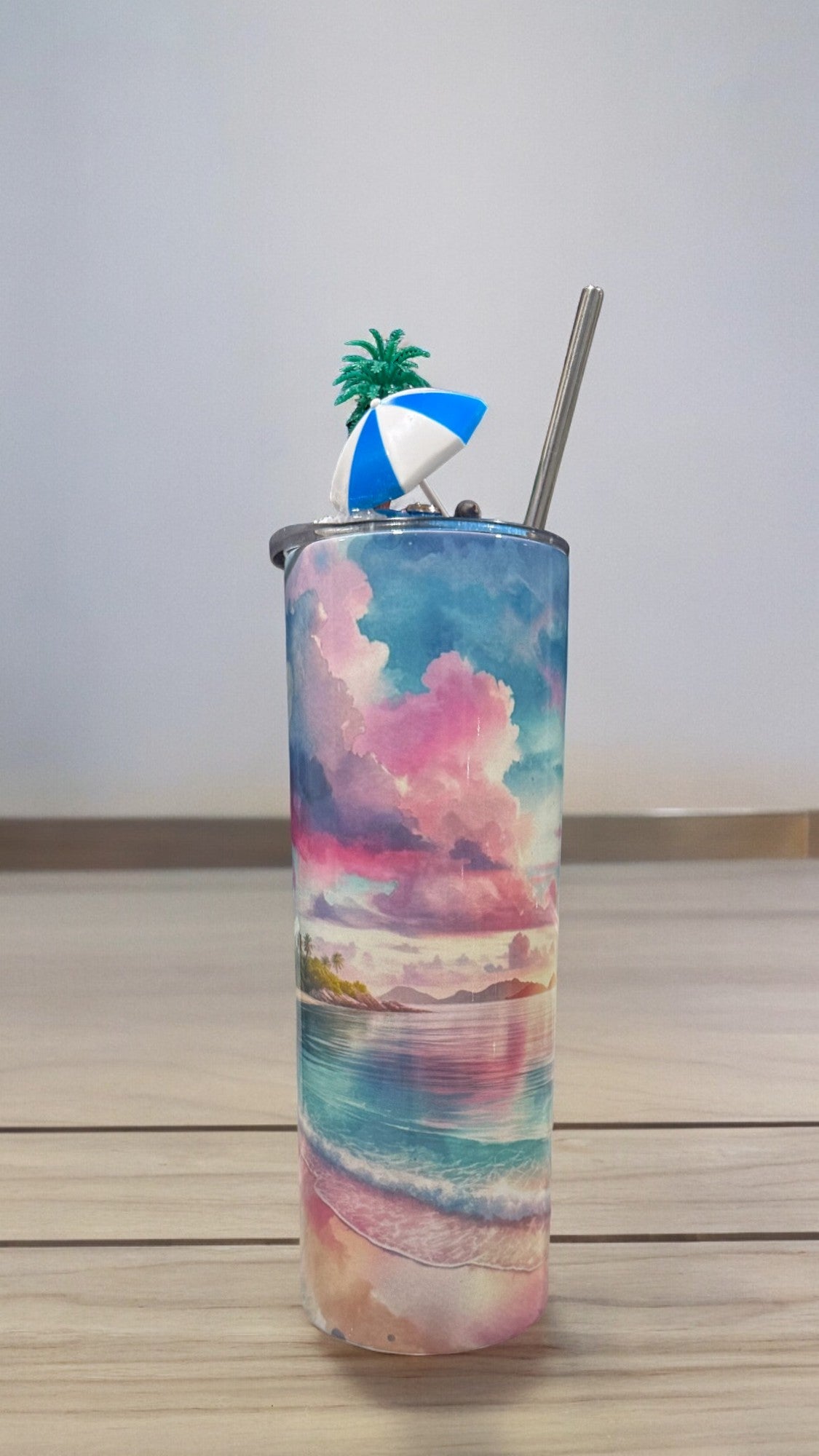 3D Beach Tumbler with Lid Topper - Perfect Summer Gift for Beach Lovers