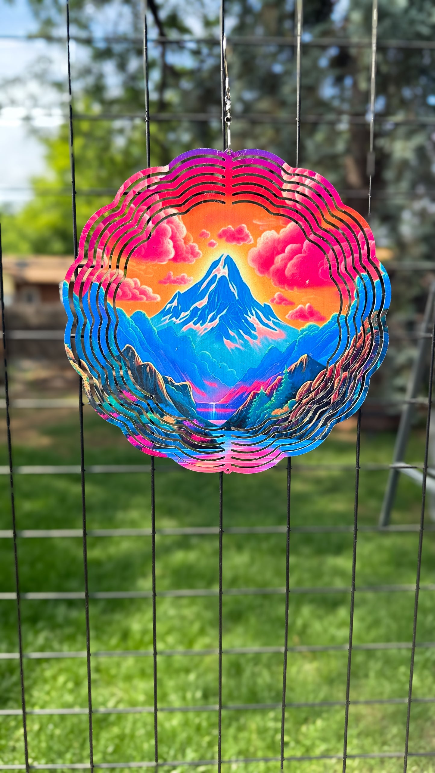 Colorful 3D Mountain Wind Spinner - Vibrant Outdoor Decor for Garden Patio