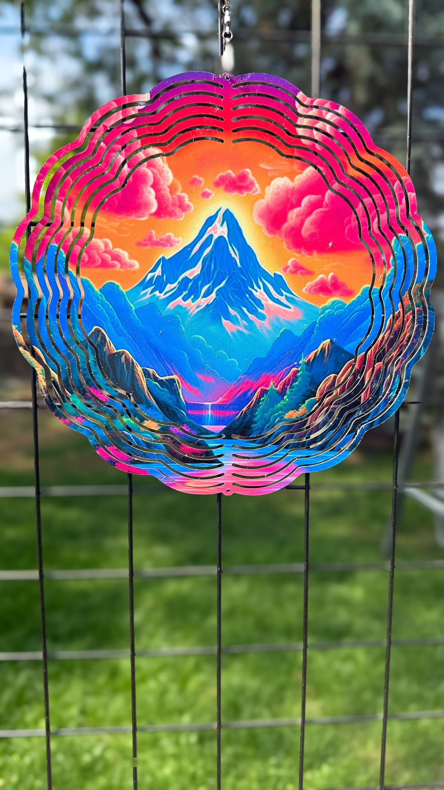 Colorful 3D Mountain Wind Spinner - Vibrant Outdoor Decor for Garden Patio