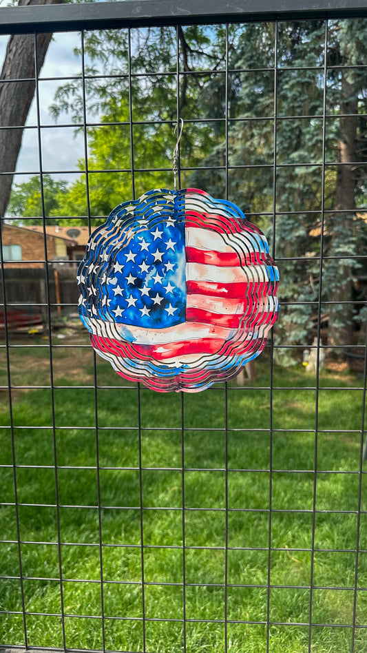 USA Flag 3D Wind Spinner - 10 Patriotic Garden Decor
