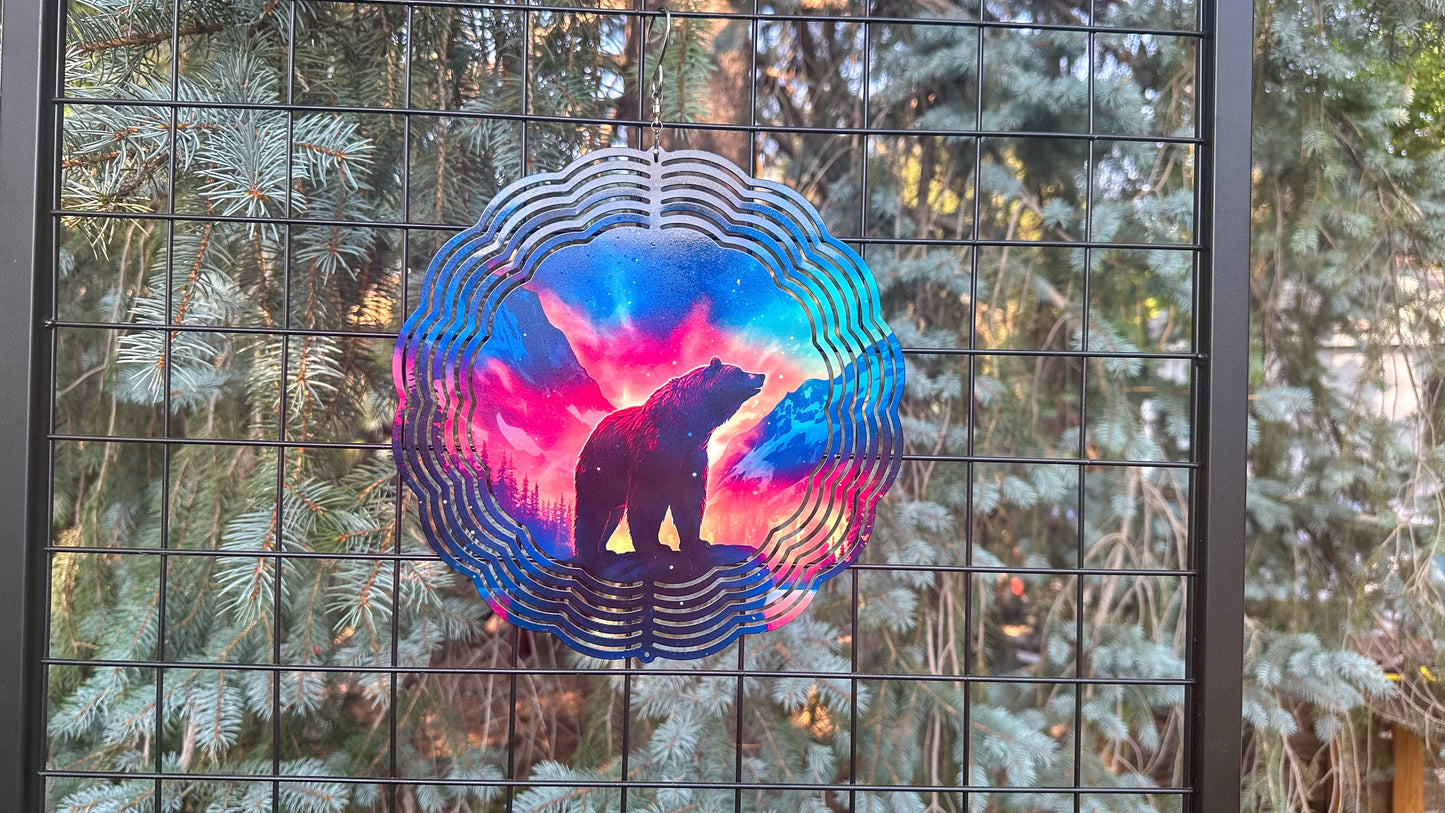 10 Bear Northern Lights Wind Spinner - Colorful Outdoor Decor