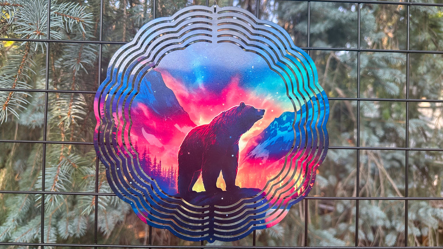 10 Bear Northern Lights Wind Spinner - Colorful Outdoor Decor
