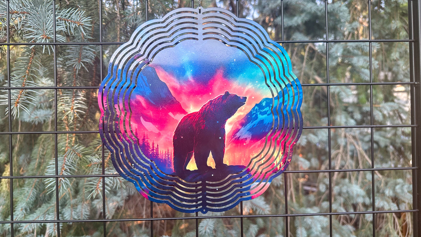 10 Bear Northern Lights Wind Spinner - Colorful Outdoor Decor