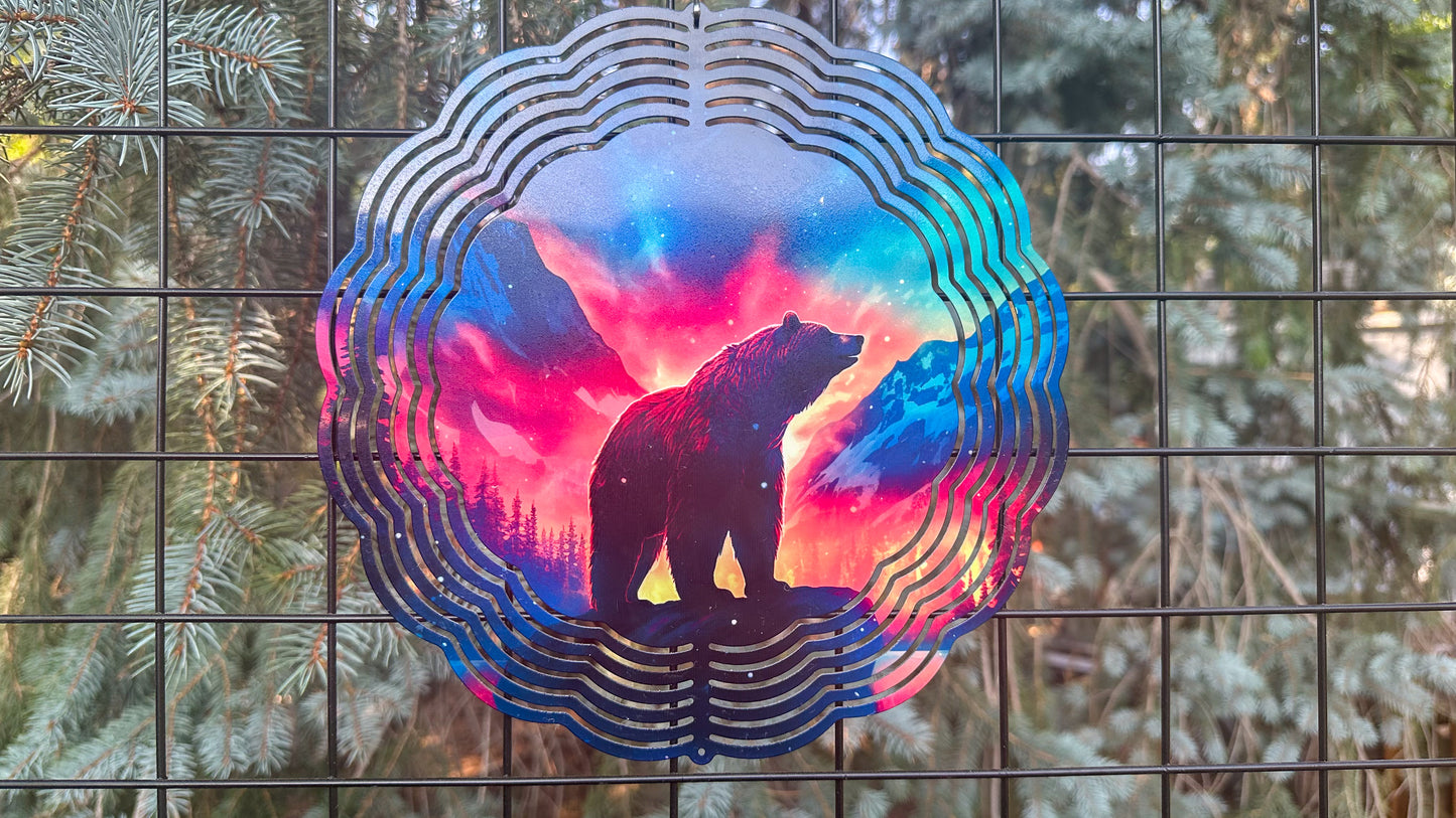 10 Bear Northern Lights Wind Spinner - Colorful Outdoor Decor