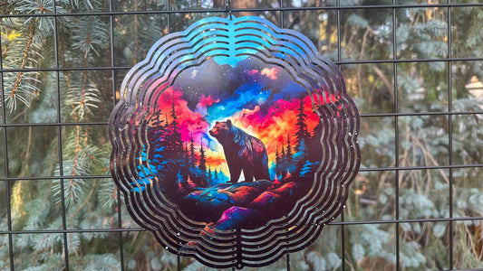 3D Wind Spinner - Bear in the Forest with Northern Lights 10 Garden Decor