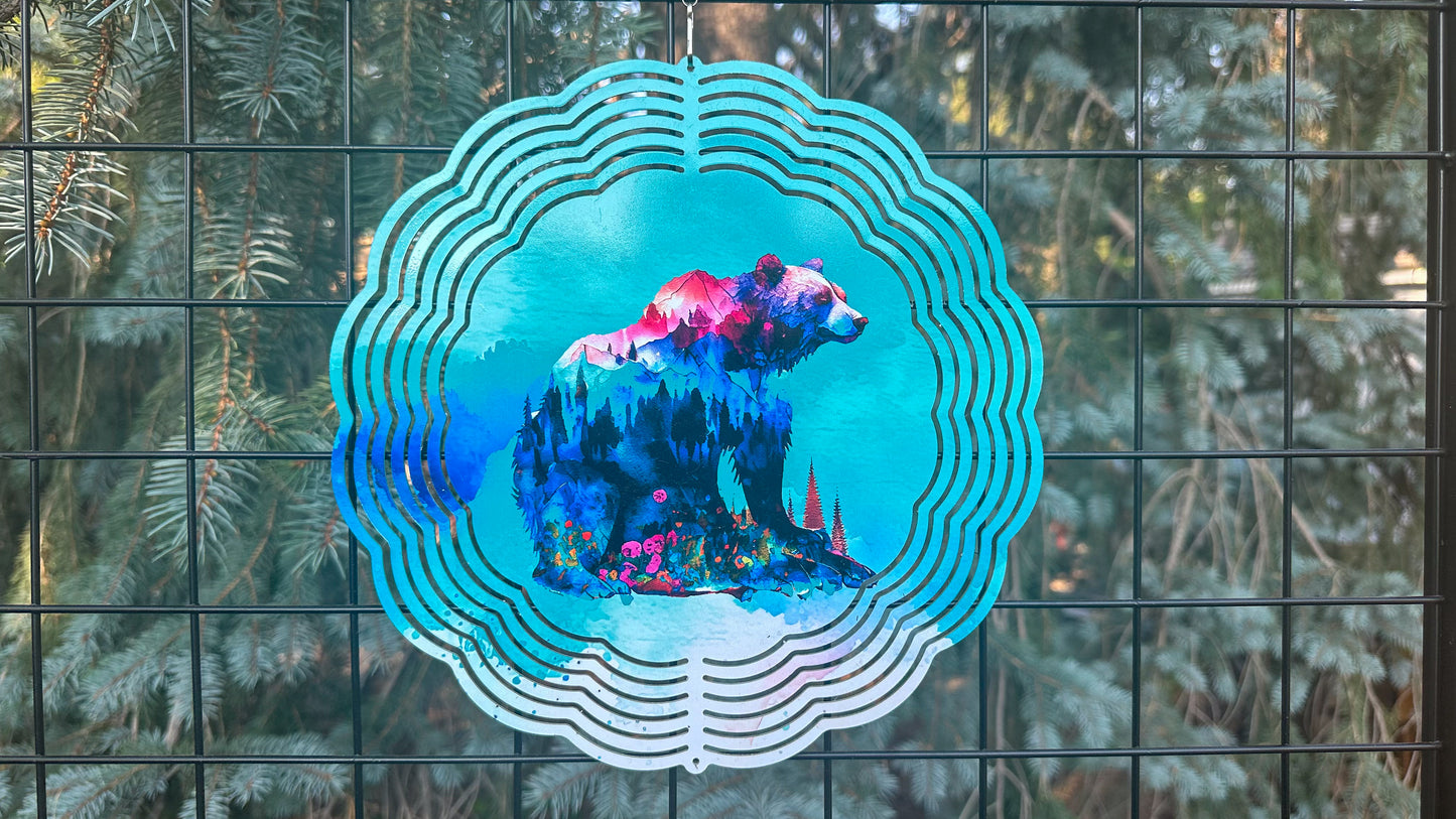 3D Bear with Mountains Wind Spinner - 10 Outdoor Decor for Bear Lovers
