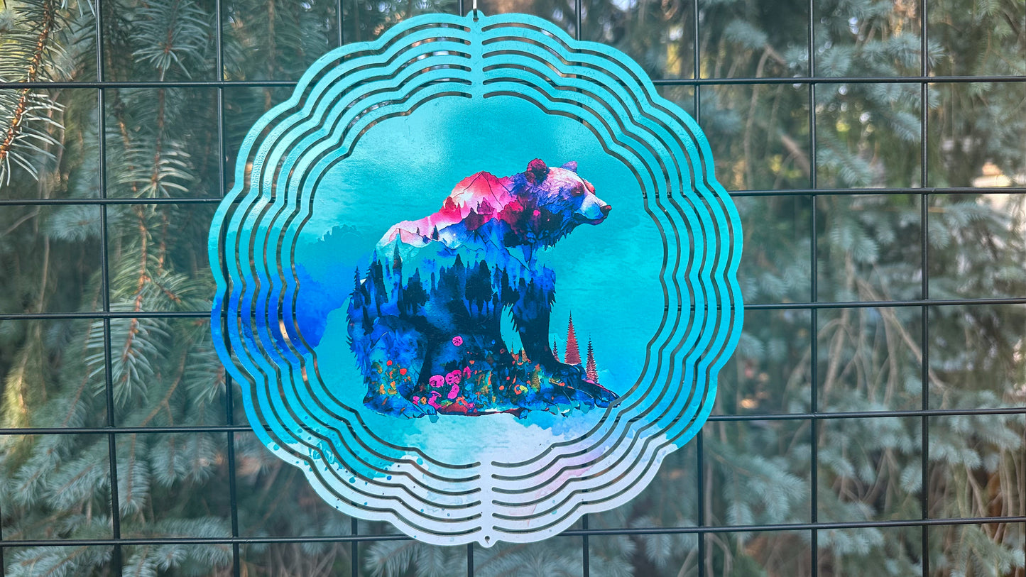 3D Bear with Mountains Wind Spinner - 10 Outdoor Decor for Bear Lovers