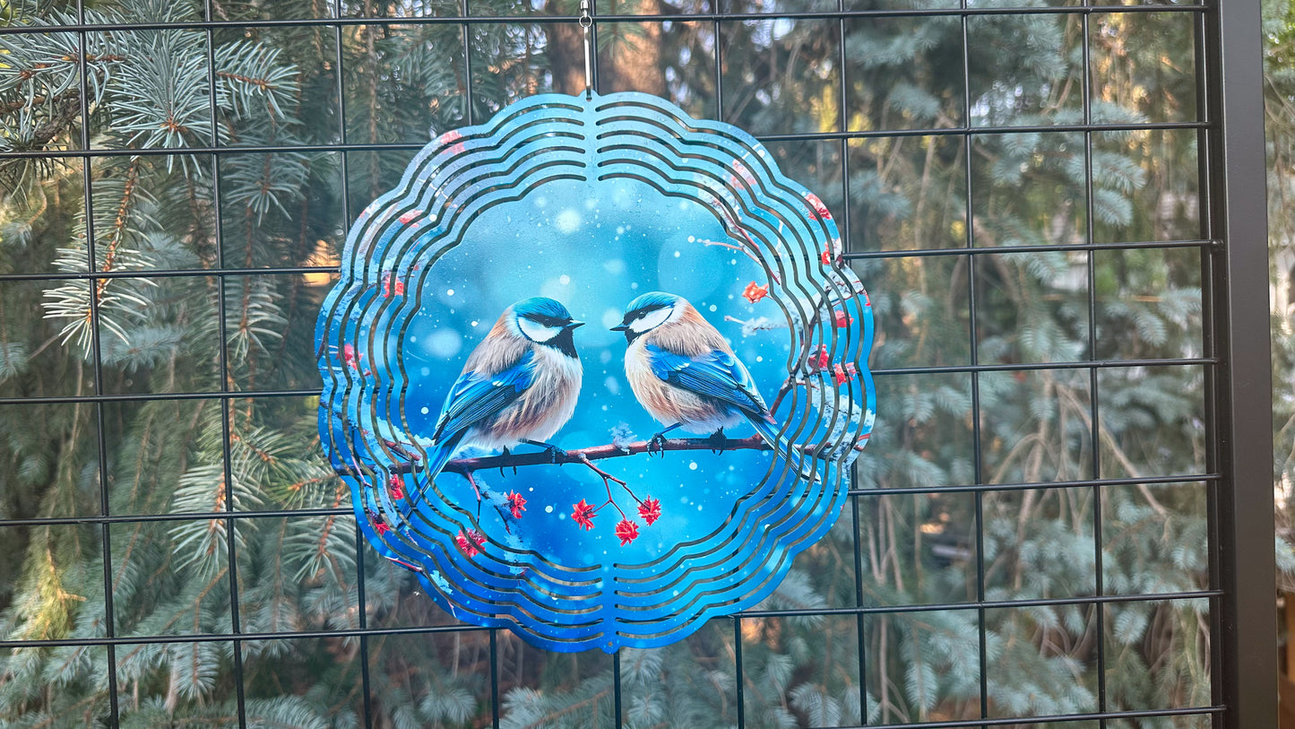 3D Blue Birds Wind Spinner - 10-Inch Garden Decor for Bird Lovers