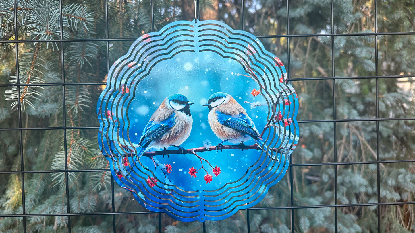 3D Blue Birds Wind Spinner - 10-Inch Garden Decor for Bird Lovers