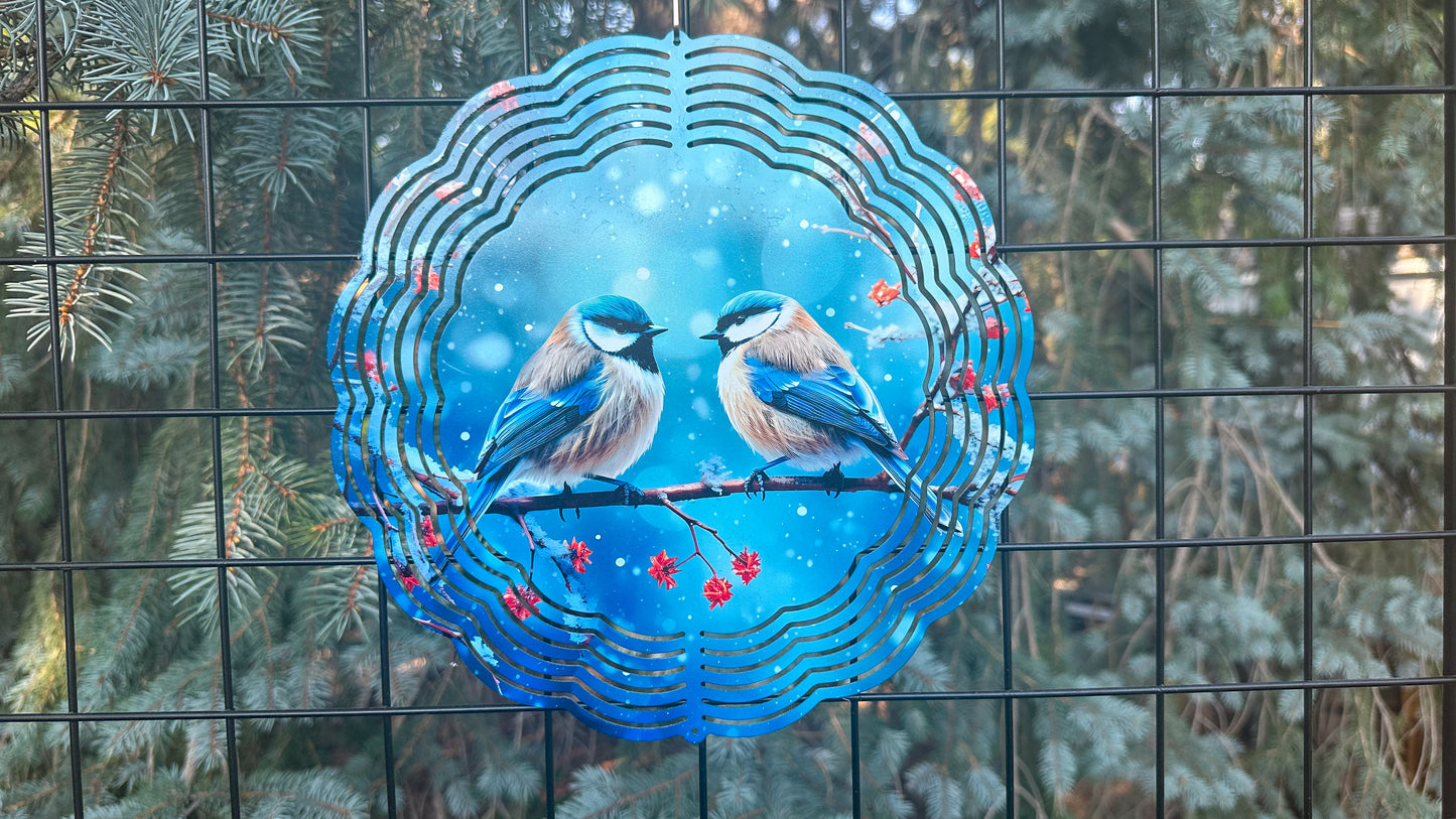 3D Blue Birds Wind Spinner - 10-Inch Garden Decor for Bird Lovers
