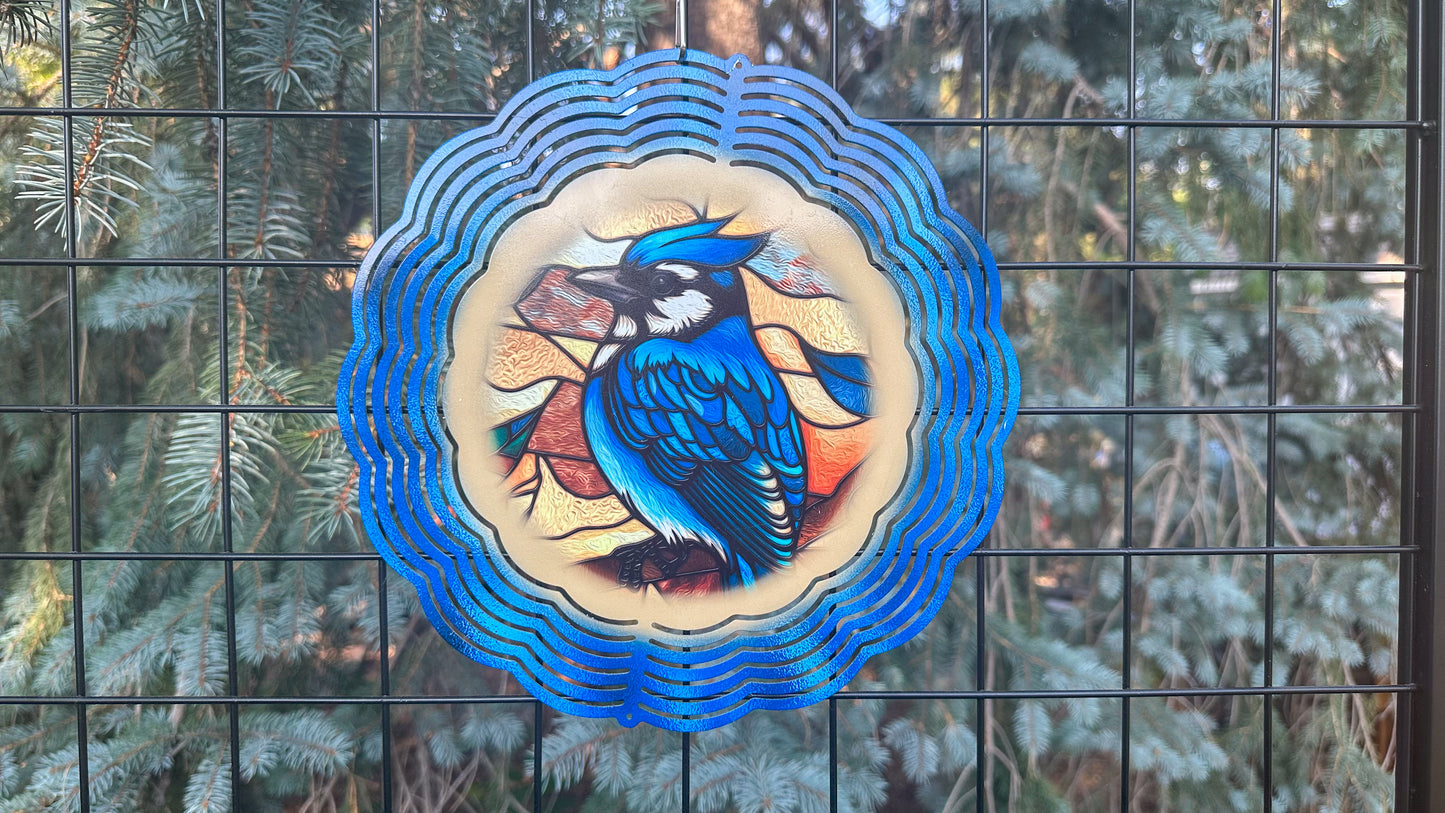 10-Inch Blue Jay 3D Wind Spinner - Perfect Gift for Bird Lovers