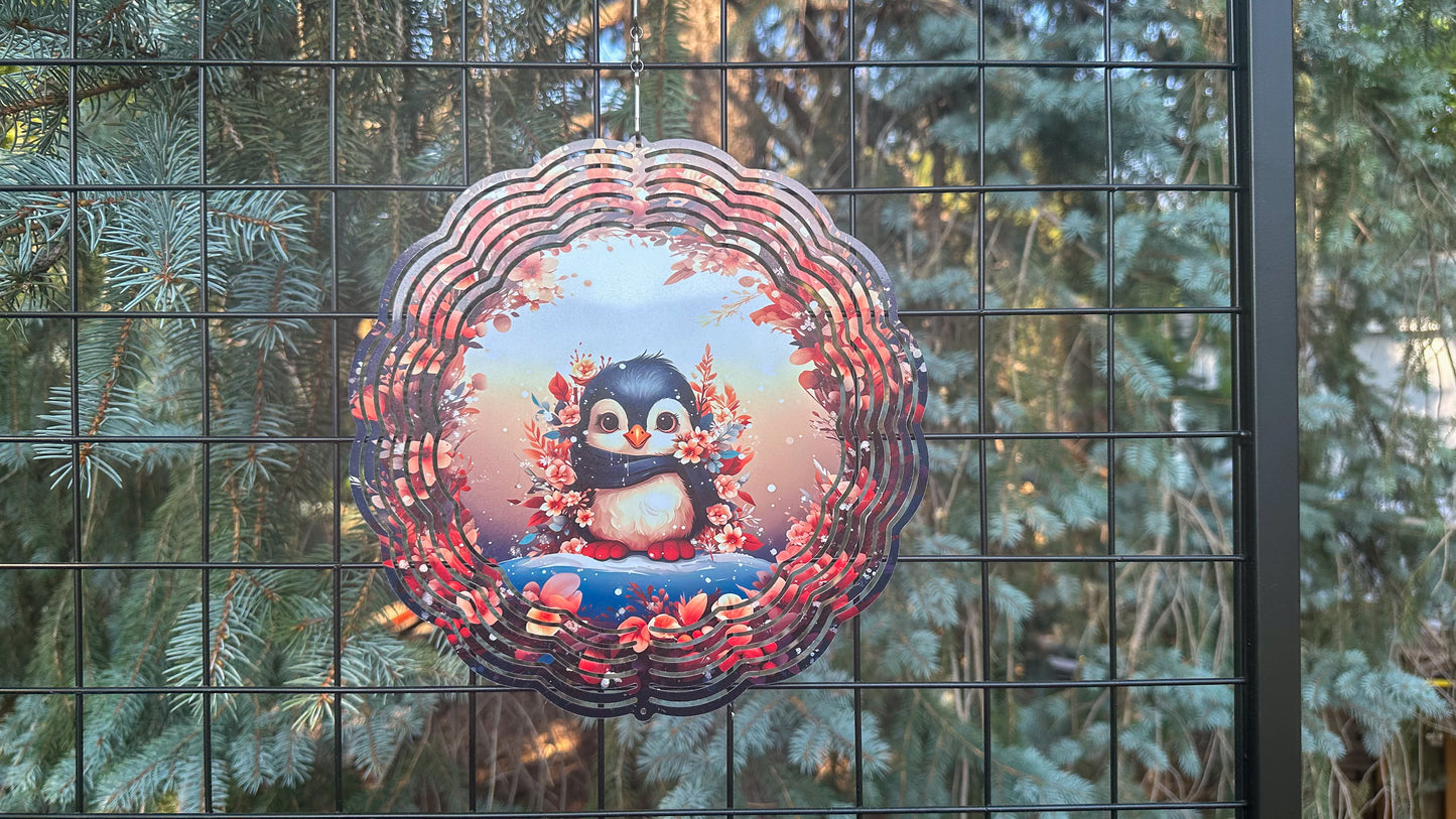 Baby Penguin 10-Inch Wind Spinner for Yard Décor Adorable 3D Baby Animal Design