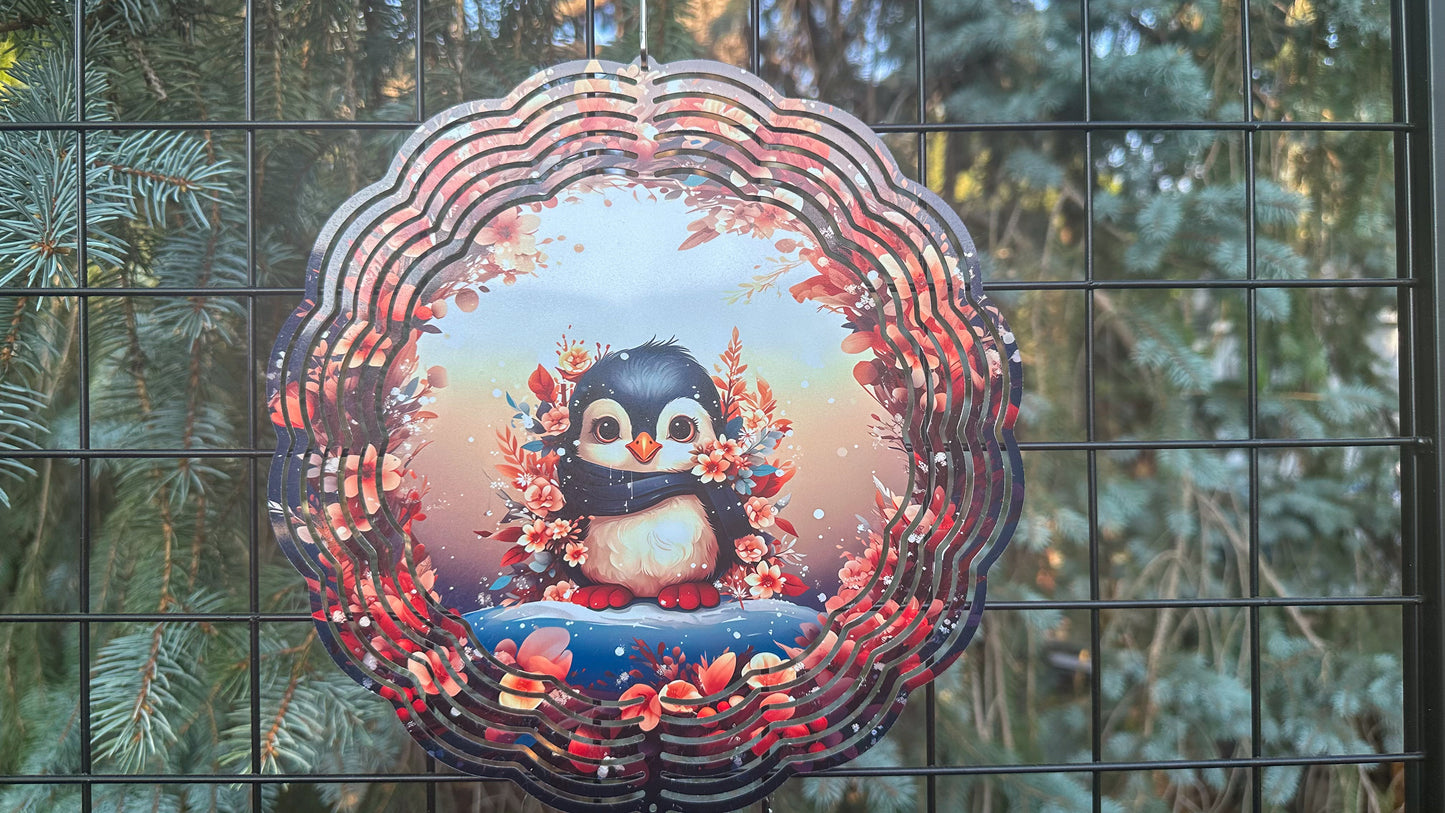 Baby Penguin 10-Inch Wind Spinner for Yard Décor Adorable 3D Baby Animal Design