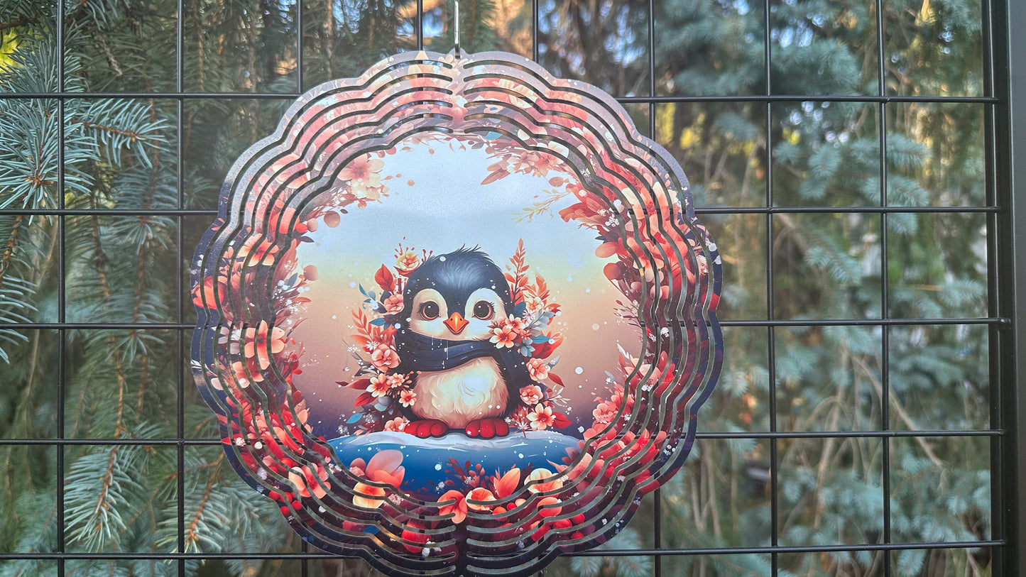 Baby Penguin 10-Inch Wind Spinner for Yard Décor Adorable 3D Baby Animal Design