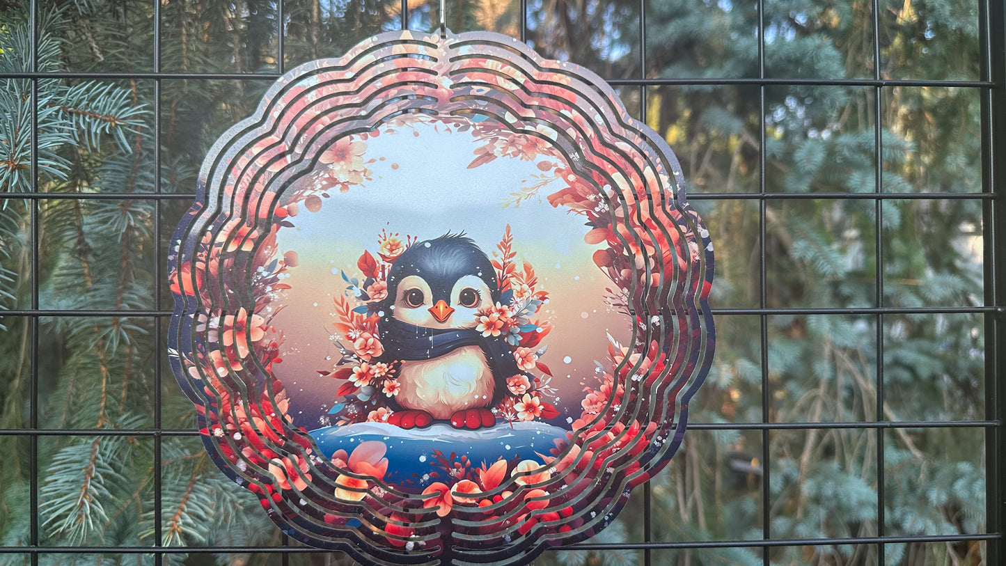 Baby Penguin 10-Inch Wind Spinner for Yard Décor Adorable 3D Baby Animal Design