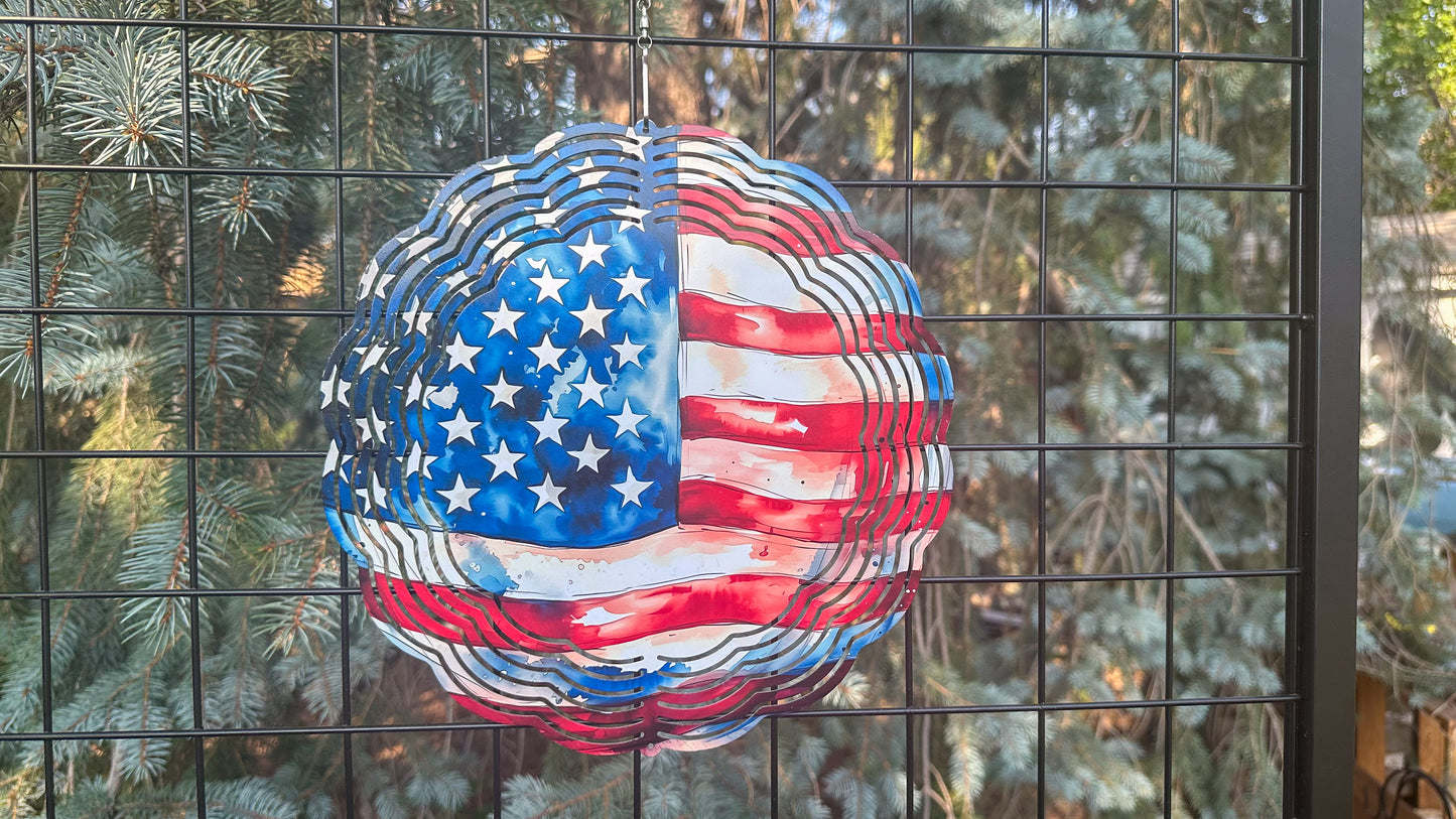 USA Flag 10-Inch 3D Wind Spinner for Yard Decor - Perfect Patriotic Gift