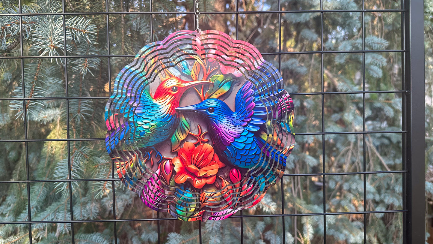 Colorful 3D Hummingbird Wind Spinner - 10 Garden Decor