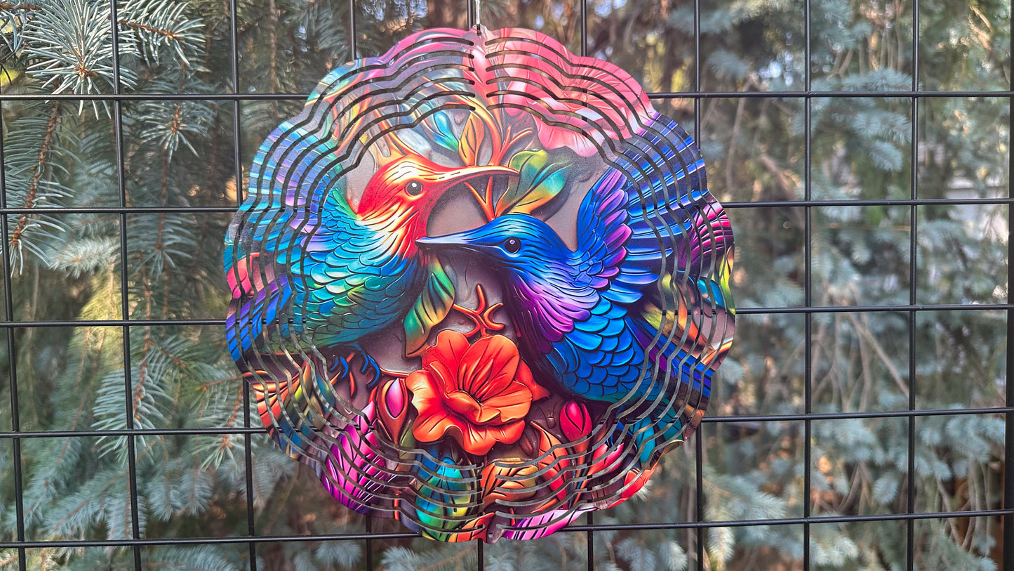 Colorful 3D Hummingbird Wind Spinner - 10 Garden Decor