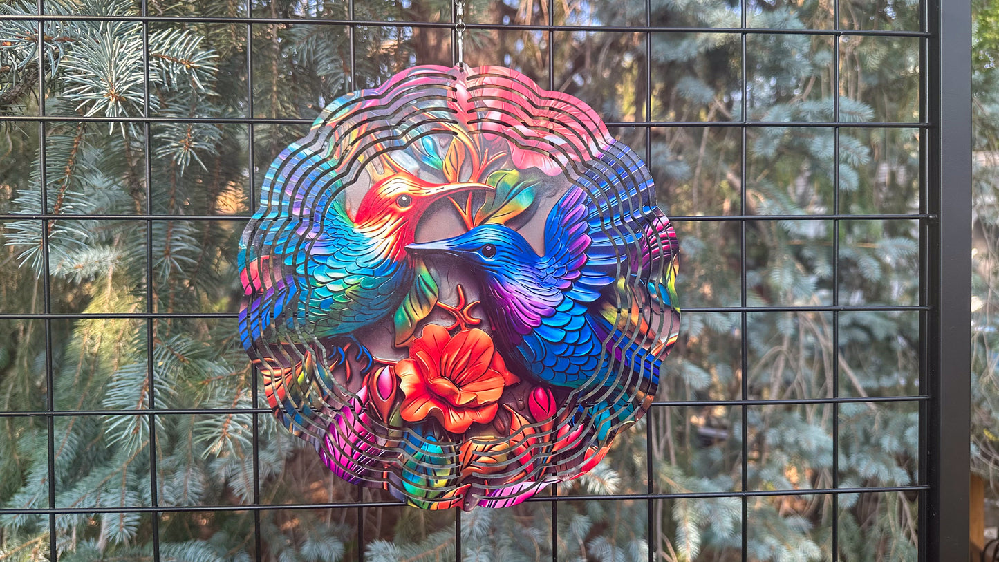 Colorful 3D Hummingbird Wind Spinner - 10 Garden Decor