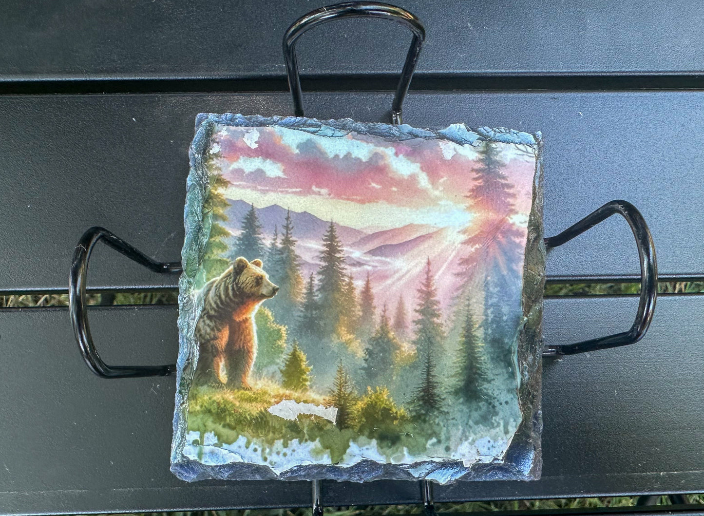 Bear Sunset Coaster Set - Set of 4 Slate Coasters for Bear Lovers
